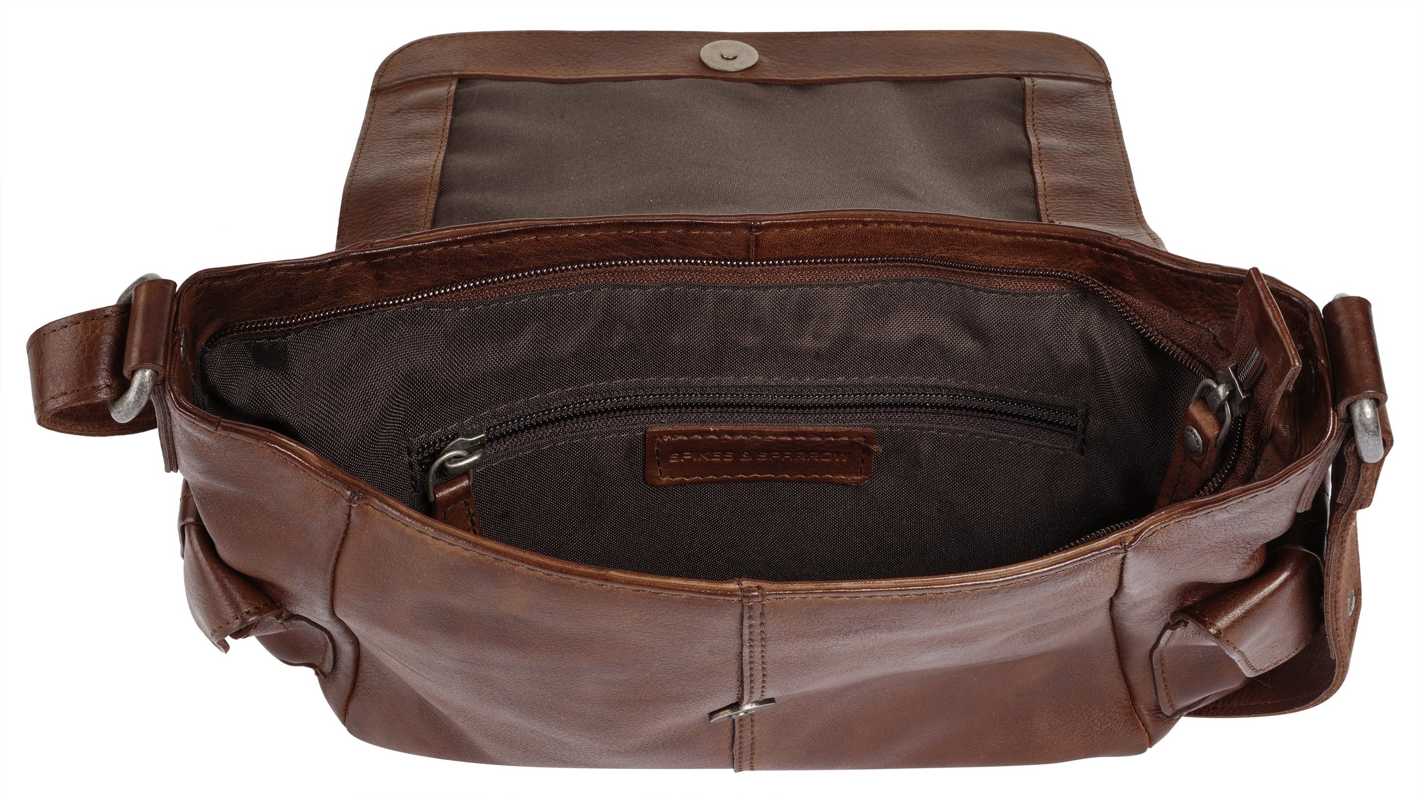 Spikes & Sparrow Schoudertas echt leder