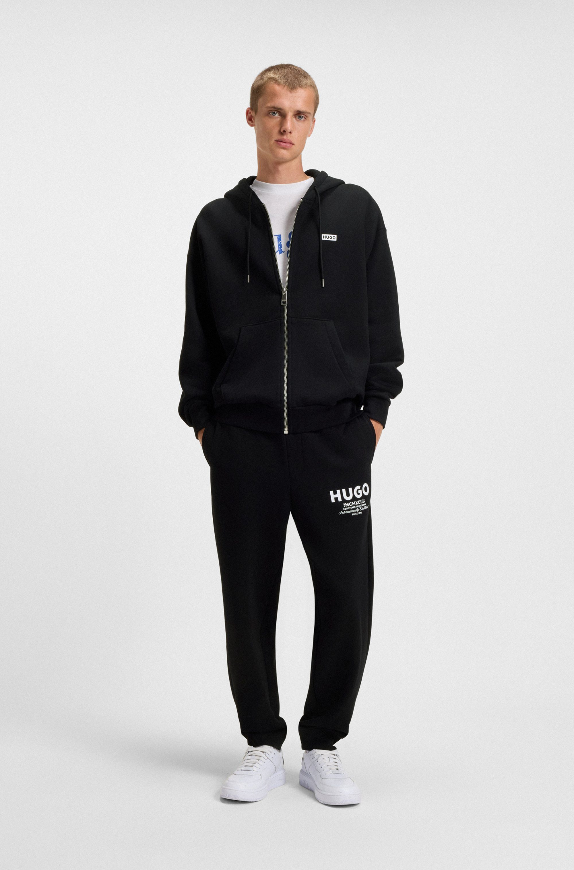 HUGO Blue Capuchonsweatvest Nardimez met een capuchon