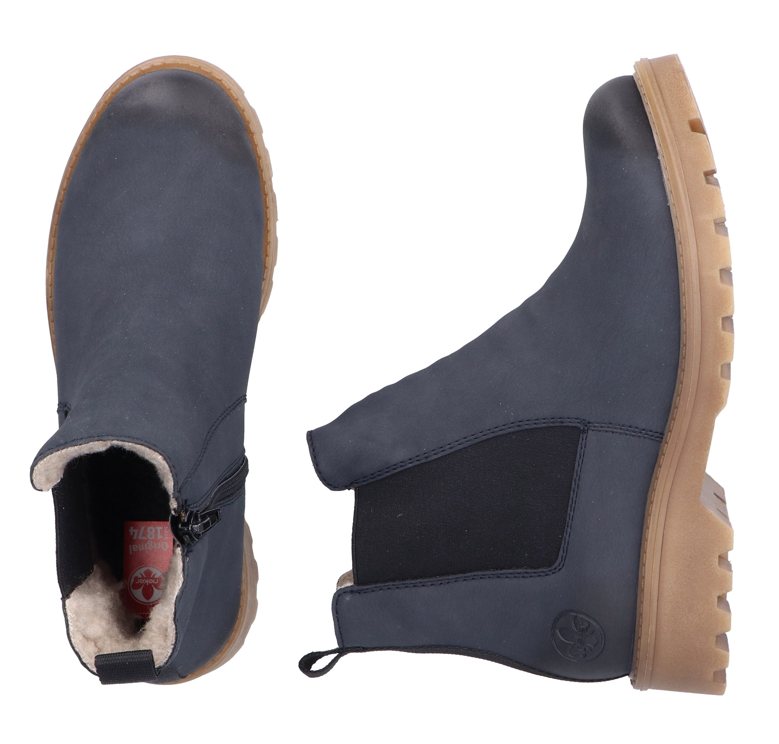 Rieker Chelsea-boots , instappers, enkellaars, blokhak, met knusse warme voering