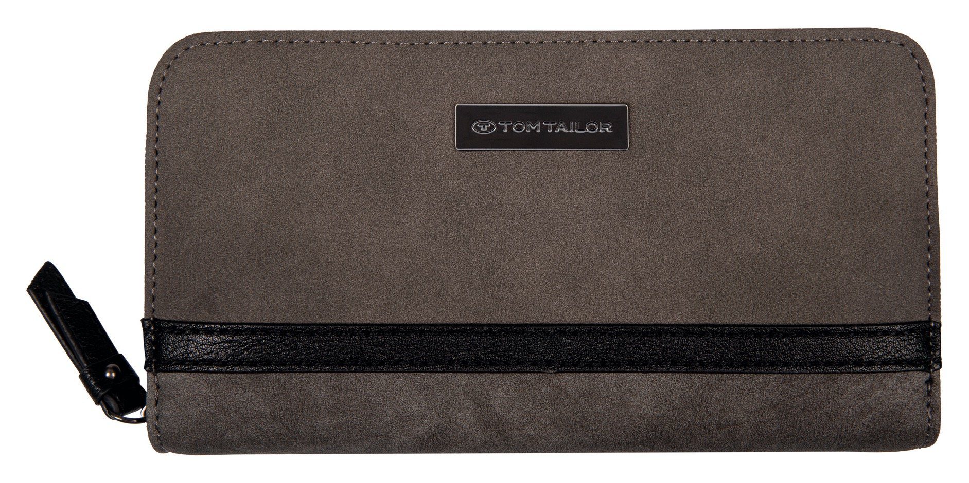 Tom Tailor Portemonnee Elin met uitzonderlijke zijbevestiging en contraststepping dames portemonnees grijs