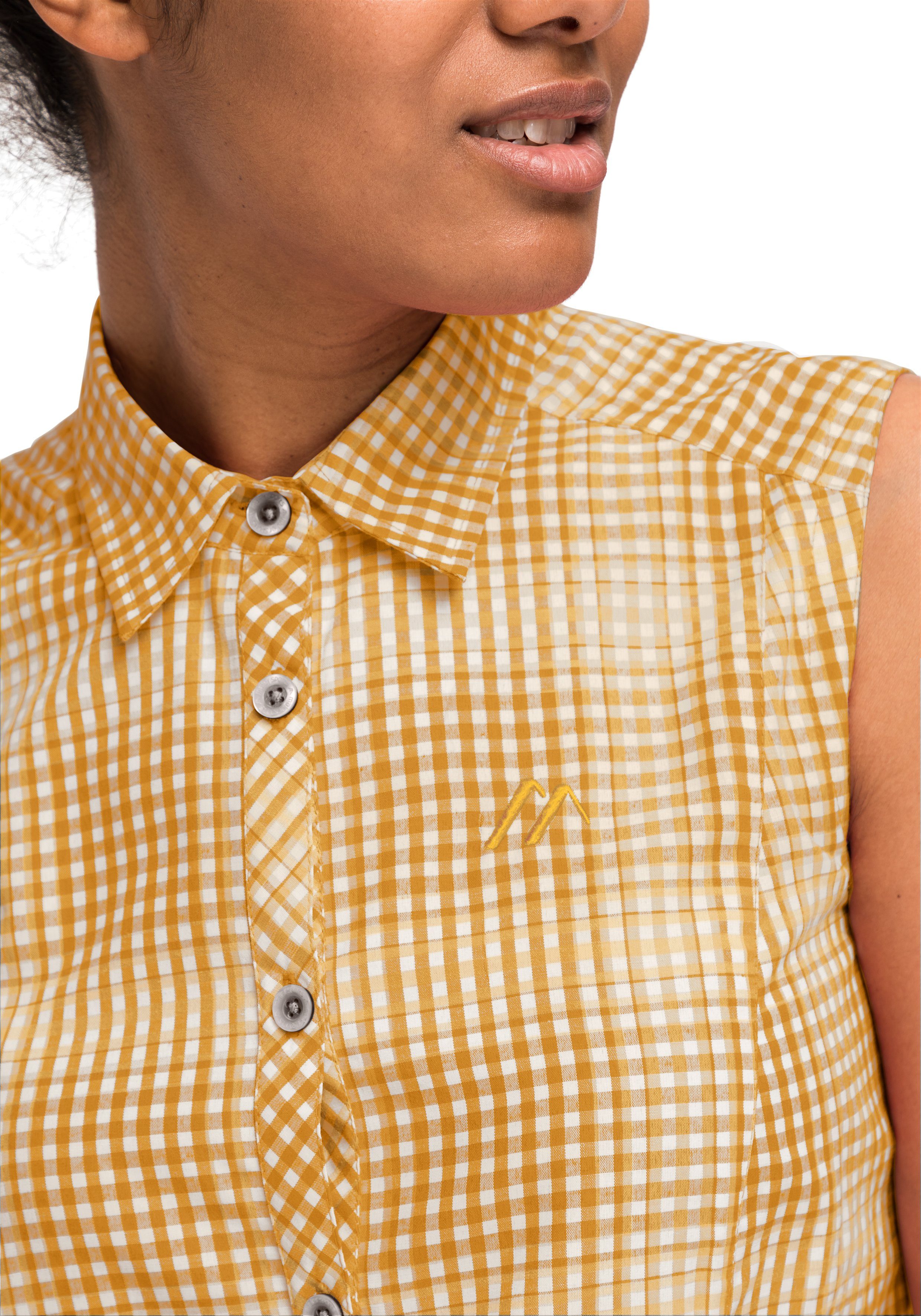 Maier Sports Functionele blouse Paloma Geruite, mouwloze blouse voor wandelen, reizen en vrije tijd