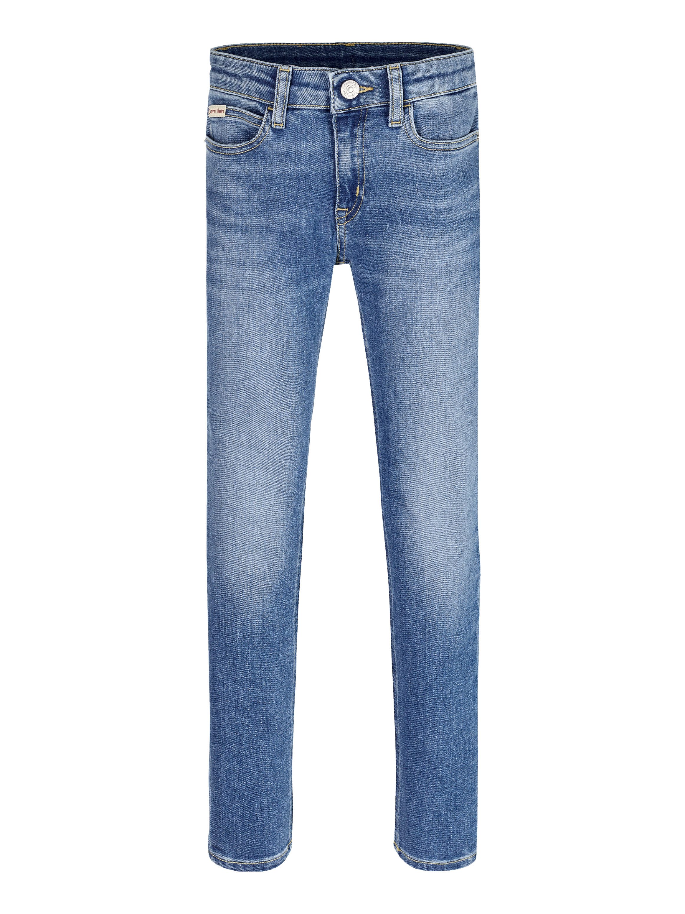 Calvin Klein Skinny fit jeans MR SKINNY ESS WASHED BLUE DENIM voor kinderen tot 16 jaar met logopatch