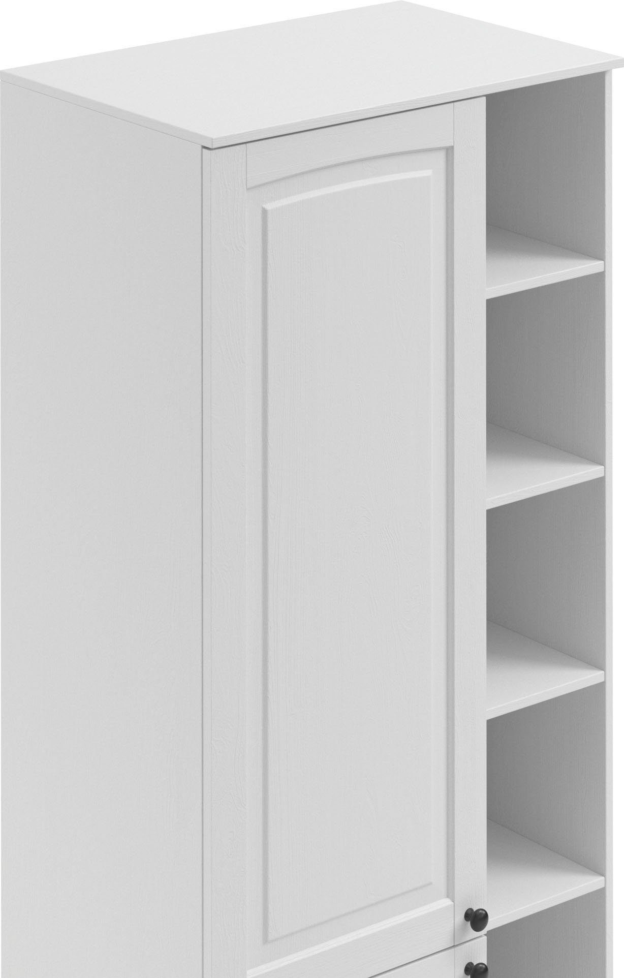 Kochstation Hoge kast KS-Osby Massief grenen, breedte 75 cm, 2 deuren, 4 legplanken, 6 open vakken (1 stuk)