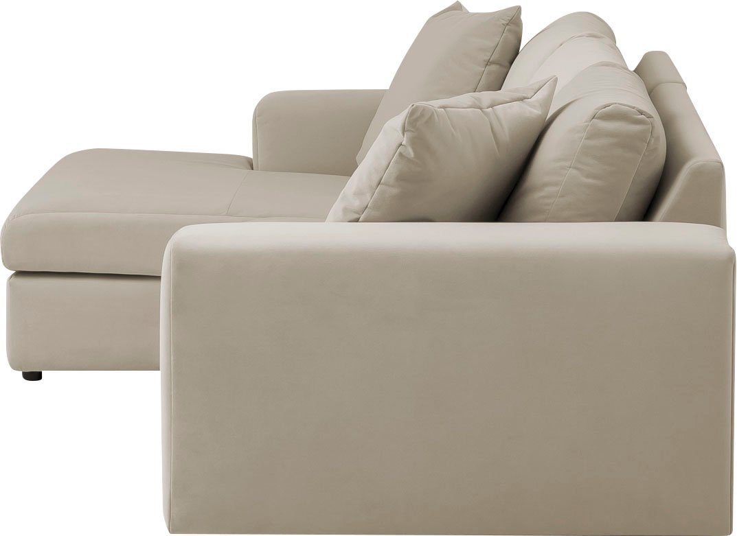 andas Hoekbank SLEETLAND XXL van fluweel of in vintage leer-look, L-model,