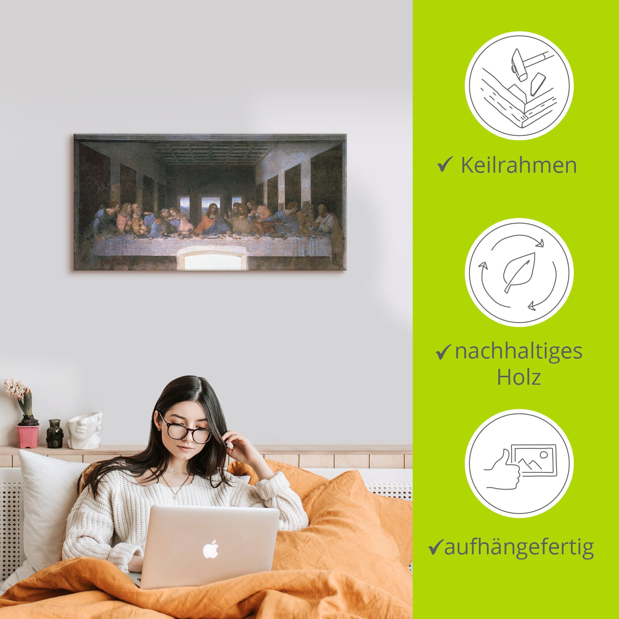 Artland Artprint Het laatste avondmaal als artprint op linnen, muursticker in verschillende maten