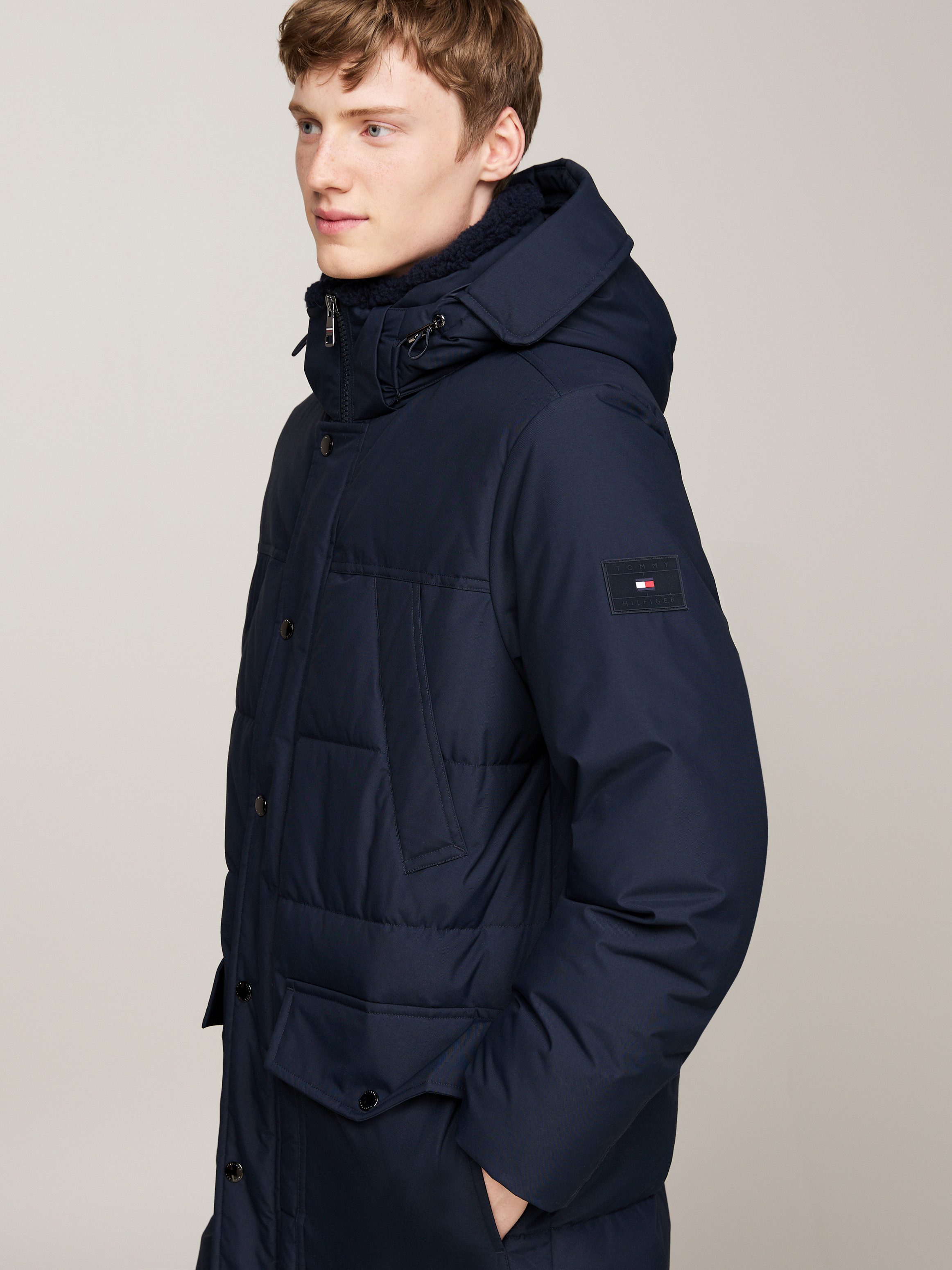 Tommy Hilfiger Parka Rockie Utility Parka hoog gesloten, staande kraag met faux bont