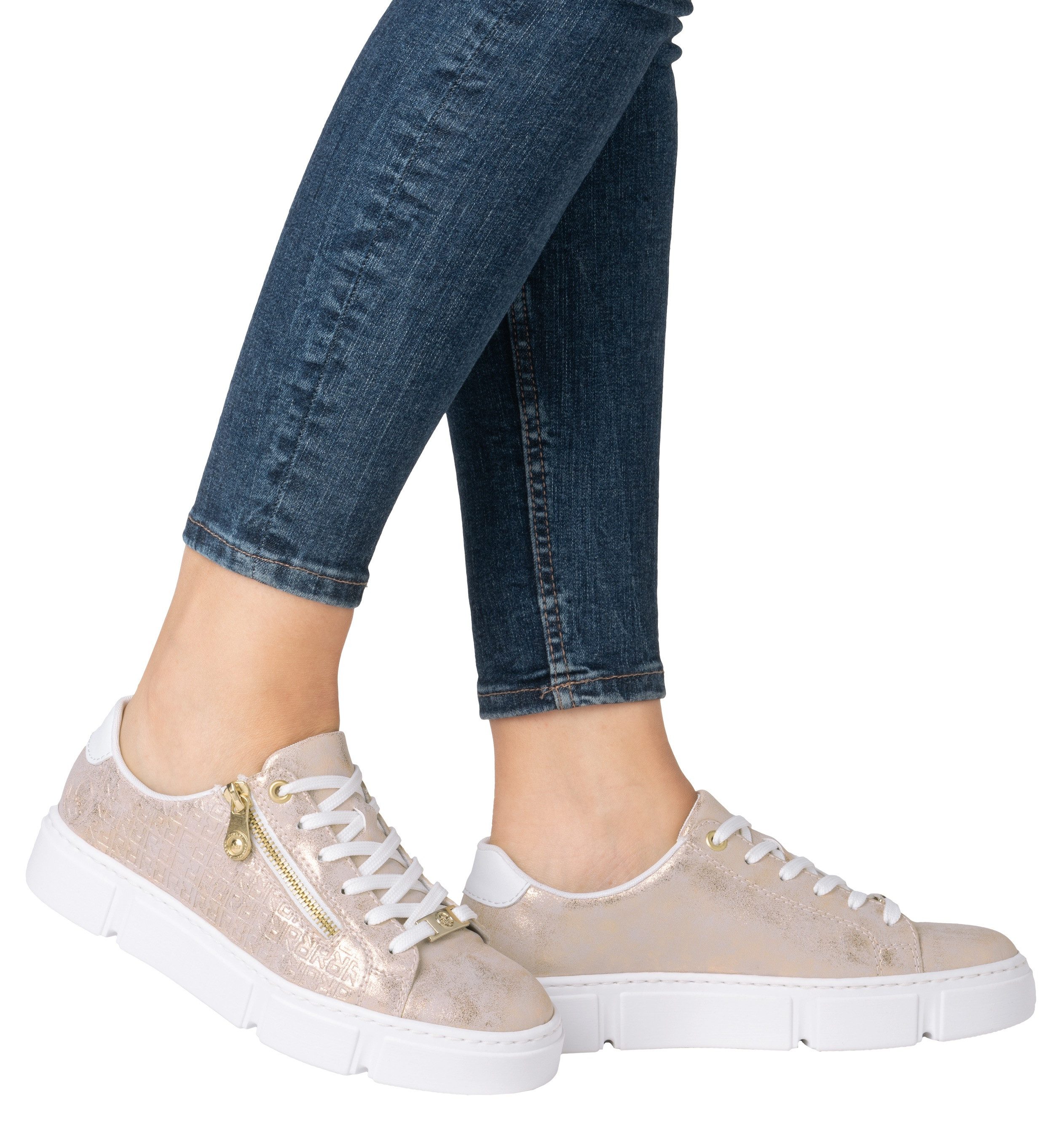 Rieker Plateausneakers , vrijetijdsschoen, lage schoen, veterschoen met rits