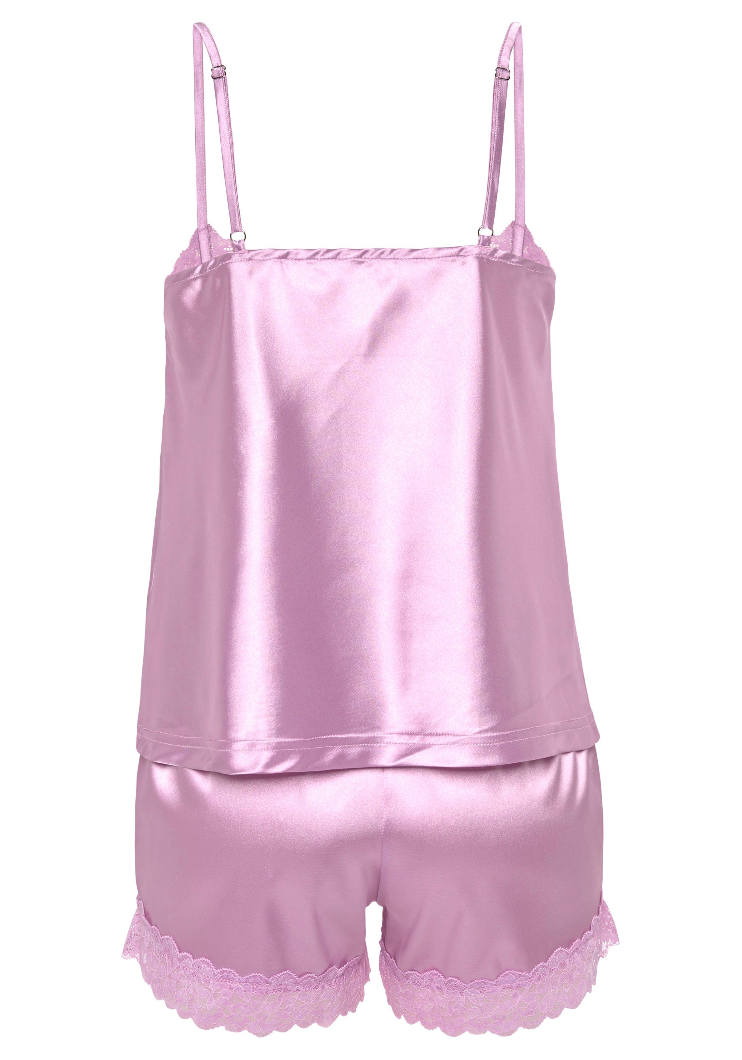 Vivance Dreams Shortama met kanten inzetten (2-delig)