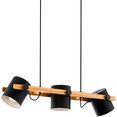 eglo hanglamp hornwood zwart - l78 x h110 x b21 cm - excl. 3x e27 (elk max. 60 w) - plafondlamp - metaal lampenkappen draaibaar - lamp - hanglamp - hanglamp - eettafellamp - eettafel - hout - lamp voor de woonkamer zwart