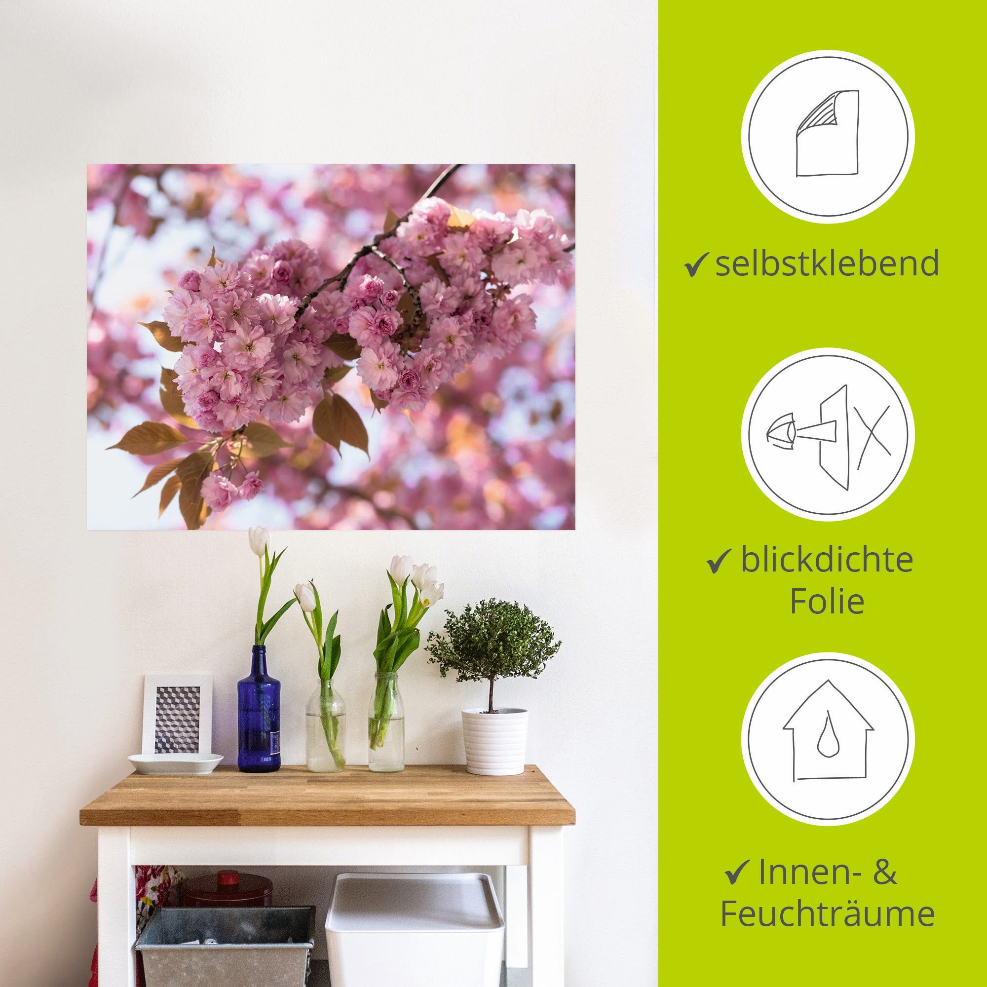 Artland Artprint Japanse kersenbloesem in Love I als artprint op linnen, poster, muursticker in verschillende maten