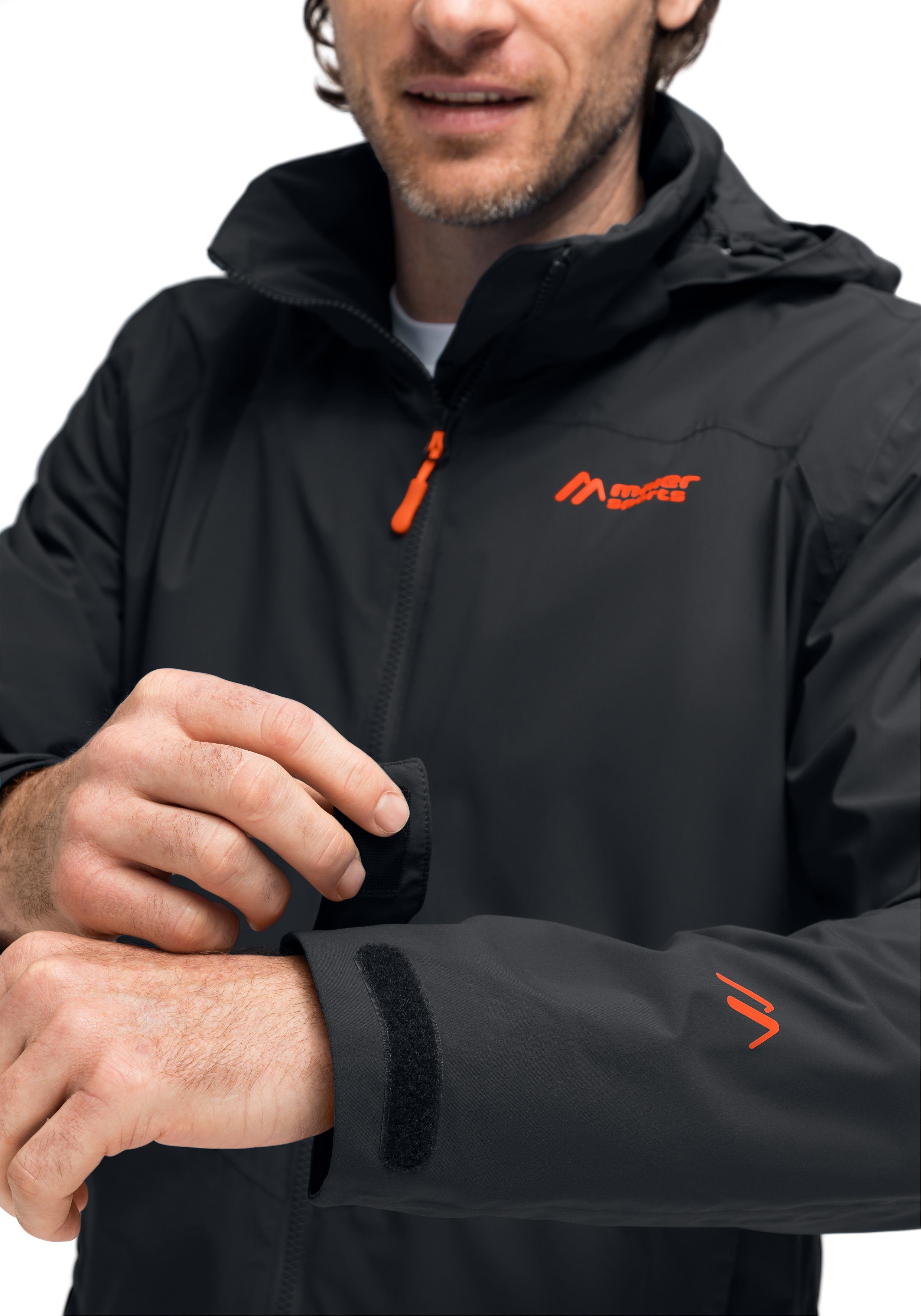 Maier Sports Outdoorjack Metor rec M Heren regenjack, waterdicht met capuchon, 2 zakken aan de buitenkant, binnenzak