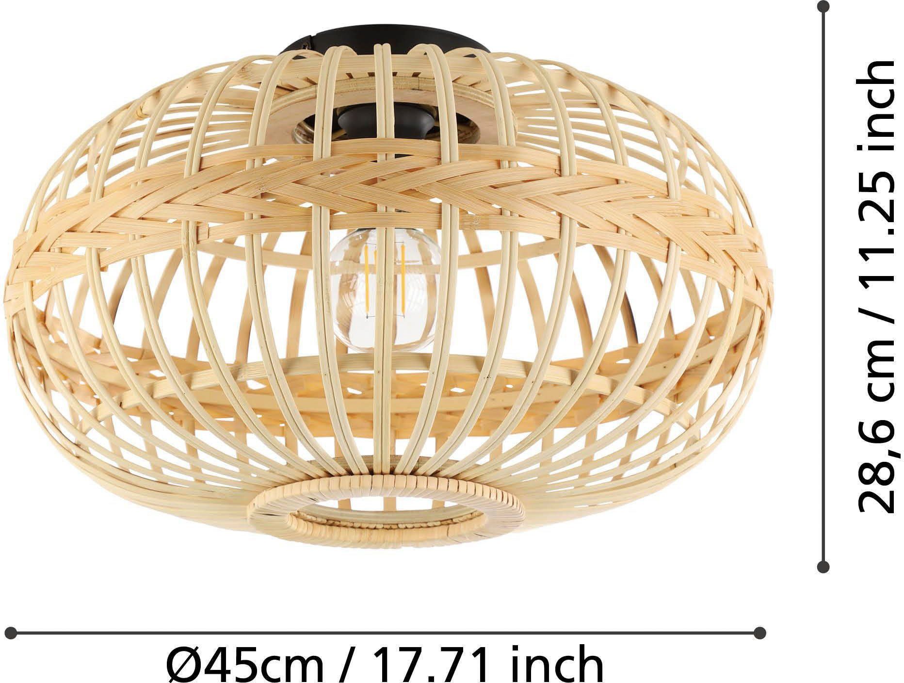EGLO Plafondlamp AMSFIELD Plafondlamp vintage, natuur, boho, hygge, gevlochten, E27, Ø 45 cm (1 stuk)