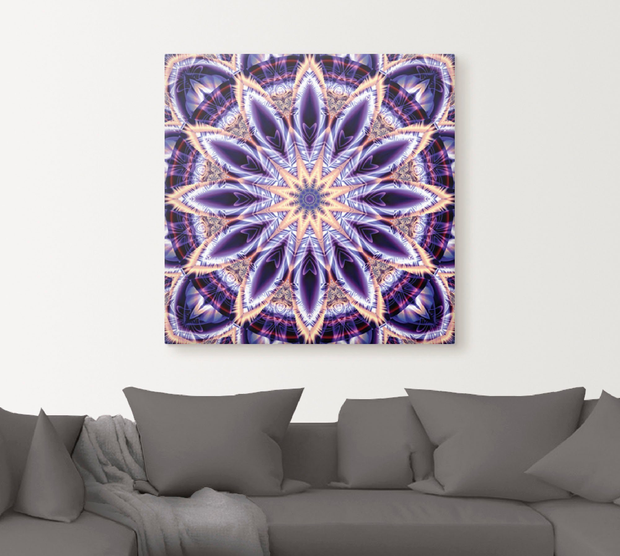 Artland Artprint Mandala ster paars als artprint op linnen, muursticker in verschillende maten