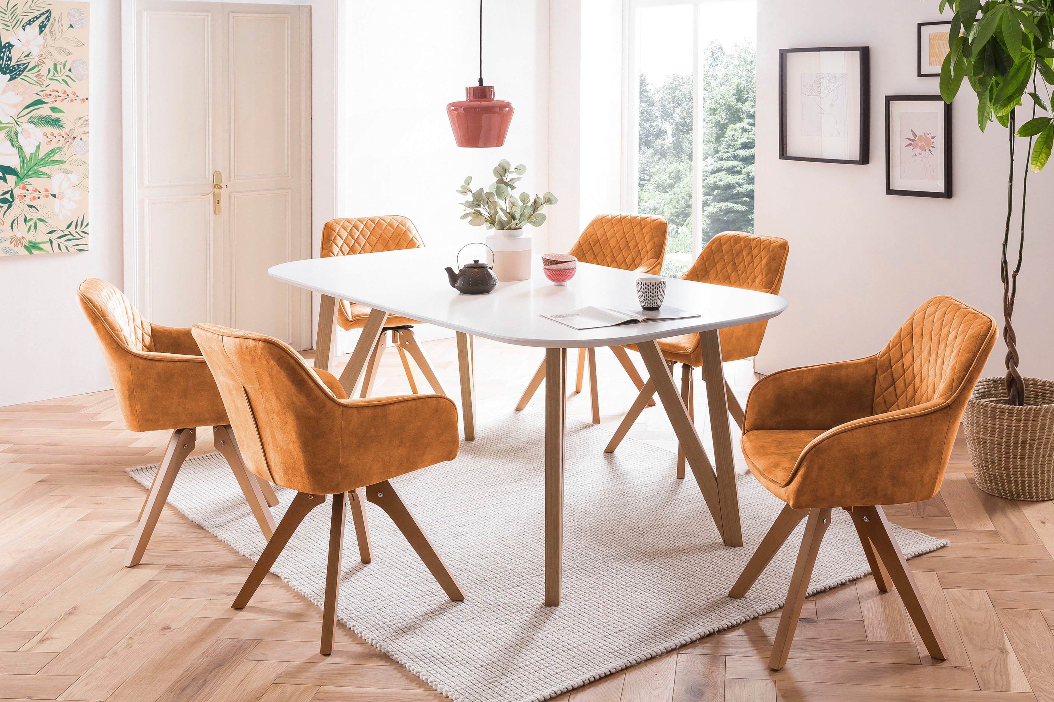SalesFever Eettafel Haarspeldpoten van massief eiken