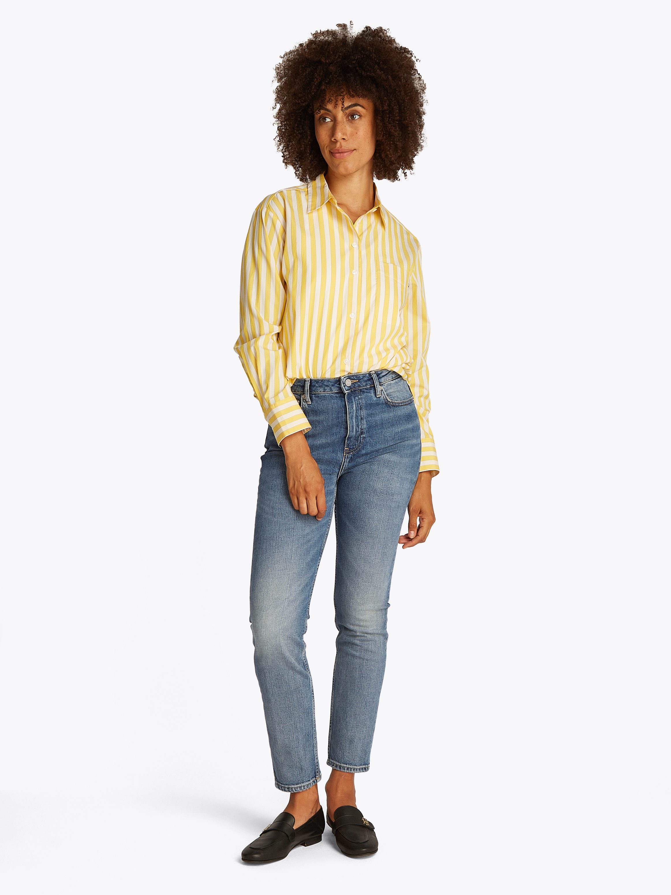 Tommy Hilfiger Slim fit jeans Slim Cigarette High Waist met logo-badge, in blauwe wassing
