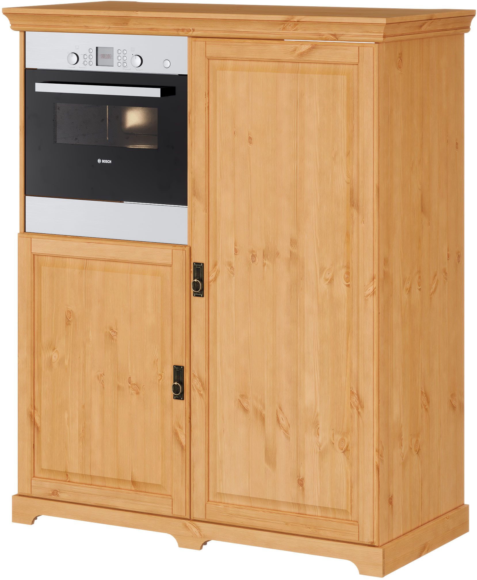 Home affaire Oven-/koelkastombouw Rügen Breedte 127 cm, massief grenen, nis voor koelkast ombouwkasten beige