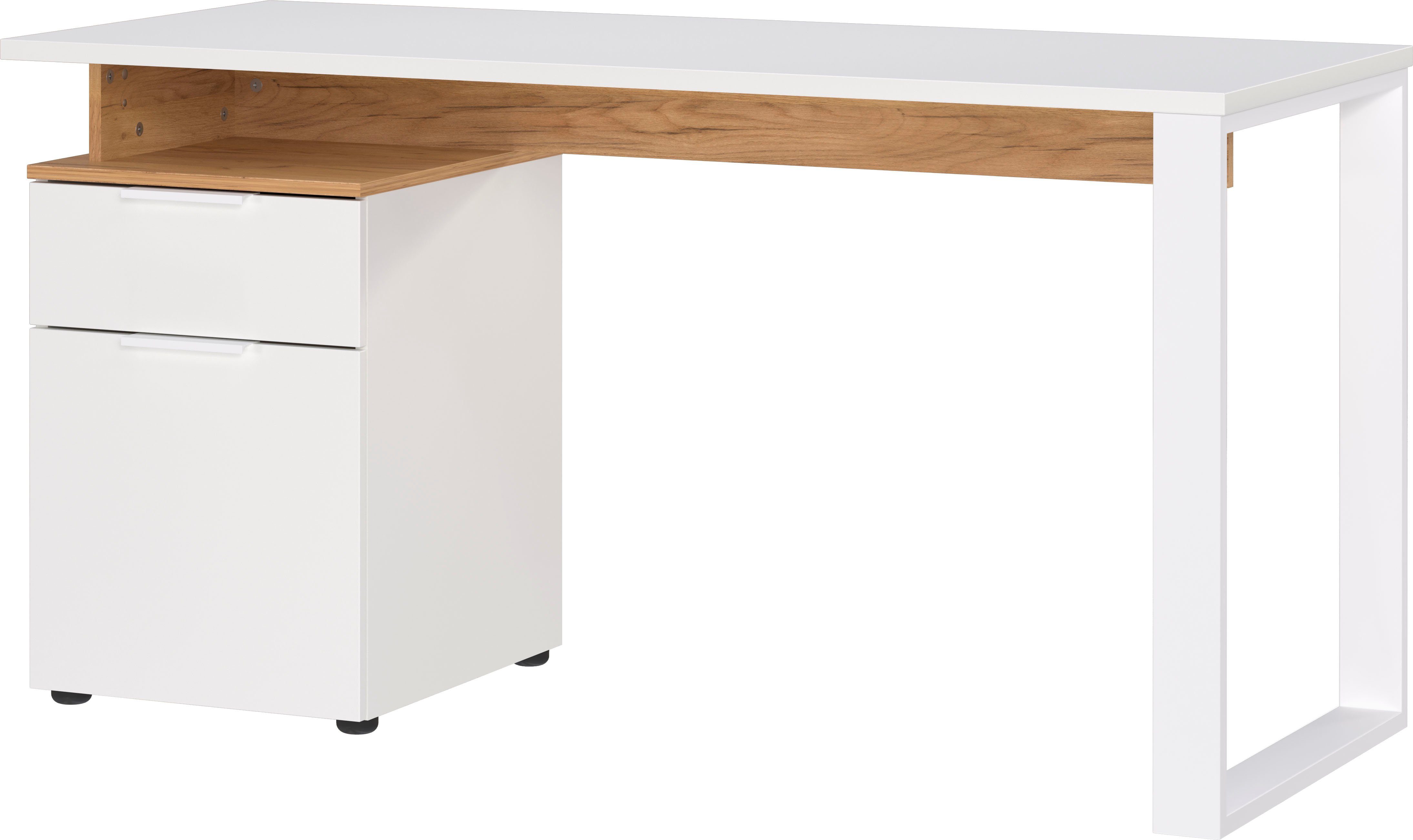 andas Bureau Njavve met beugelonderstel & opbergcontainer , krasvast oppervlak, breedte 140 cm, made in germany