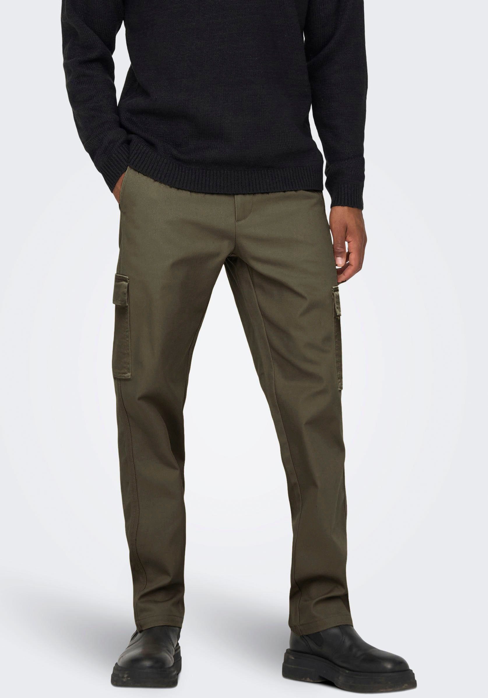 ONLY & SONS Cargobroek ONSEDGE-ED CARGO LOOSE PANT heren cargobroeken maat 33 groen