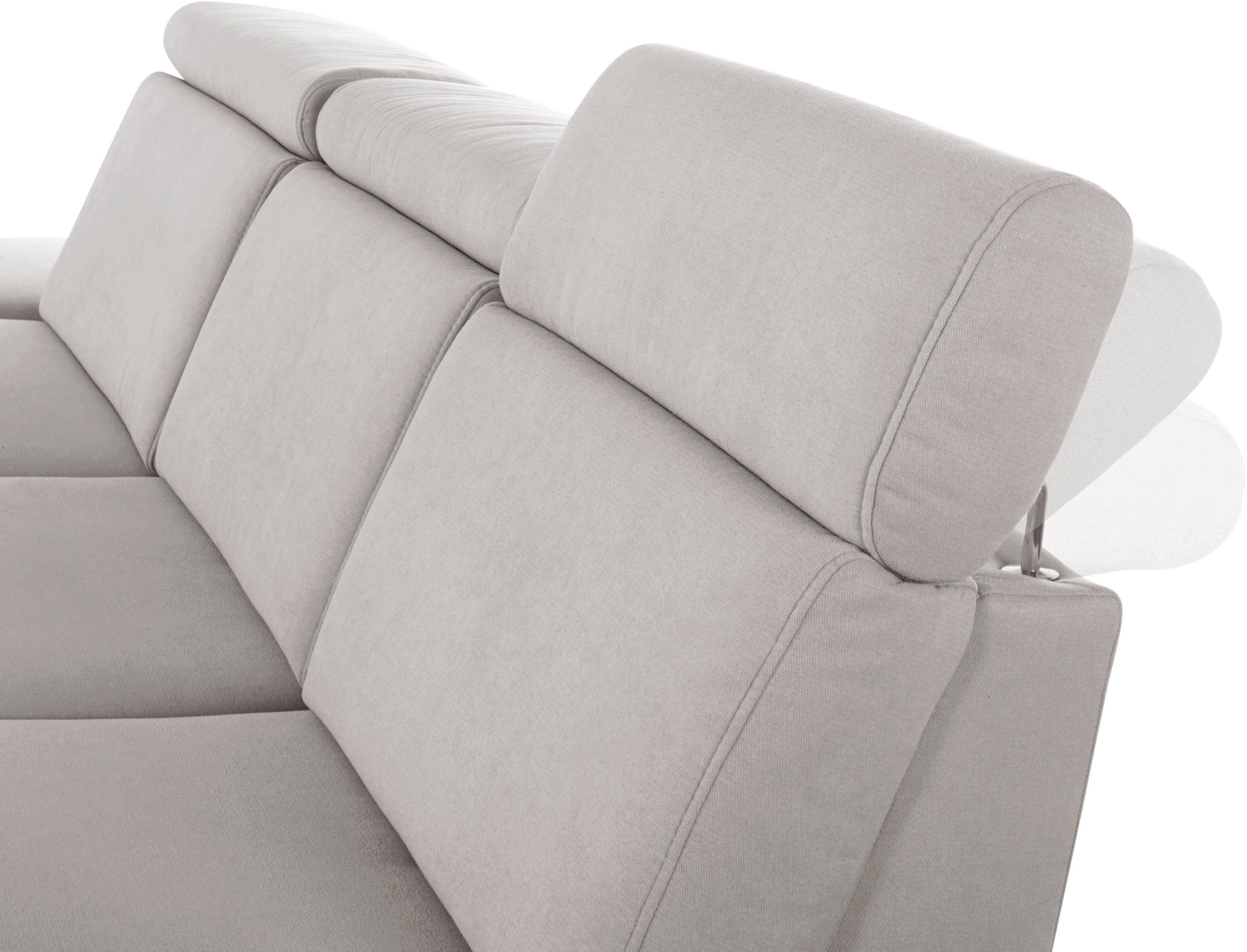 sit&more Hoekbank Brisbane L-vorm Poothoogte 12 cm, inclusief verstelbare zitdiepte, armleuningen en hoofdeind
