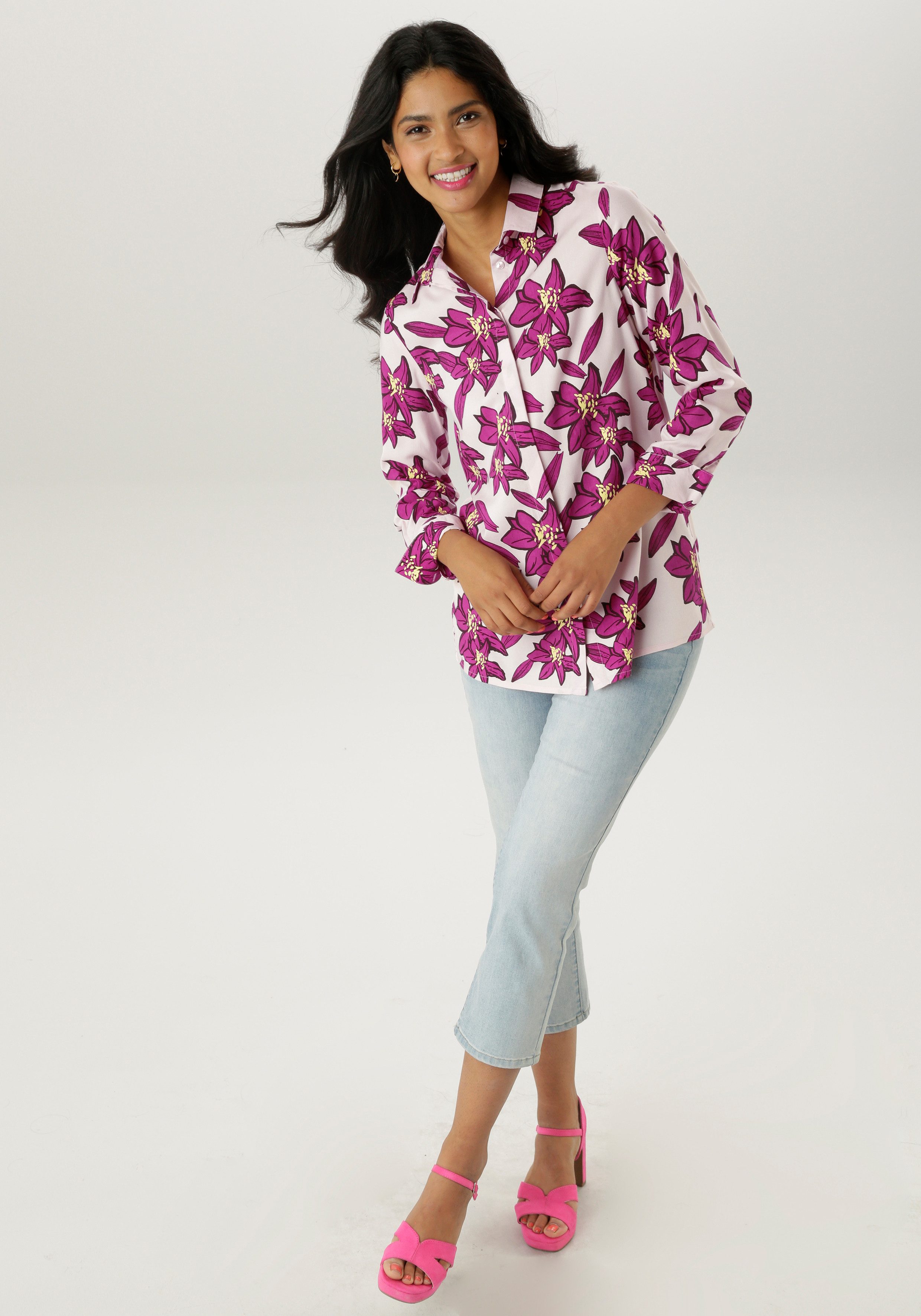Aniston SELECTED Overhemdblouse met schilderachtige grote bloemenprint - nieuwe collectie