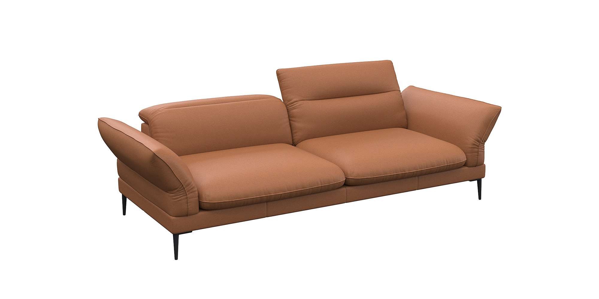 FLEXLUX 3-zitsbank Salino, functie-sofa, relaxsofa Bank met arm- en hoofdeinde verstellingen, koudschuim & staalgolven bruin, 3-zitsbanken