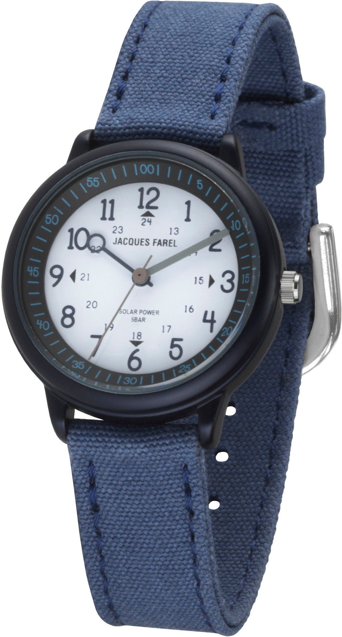 Orologio Da Polso Ecologico Jacques Farel ORSO 3075 - Solare Per Bambini, Cinturino Bio Blu