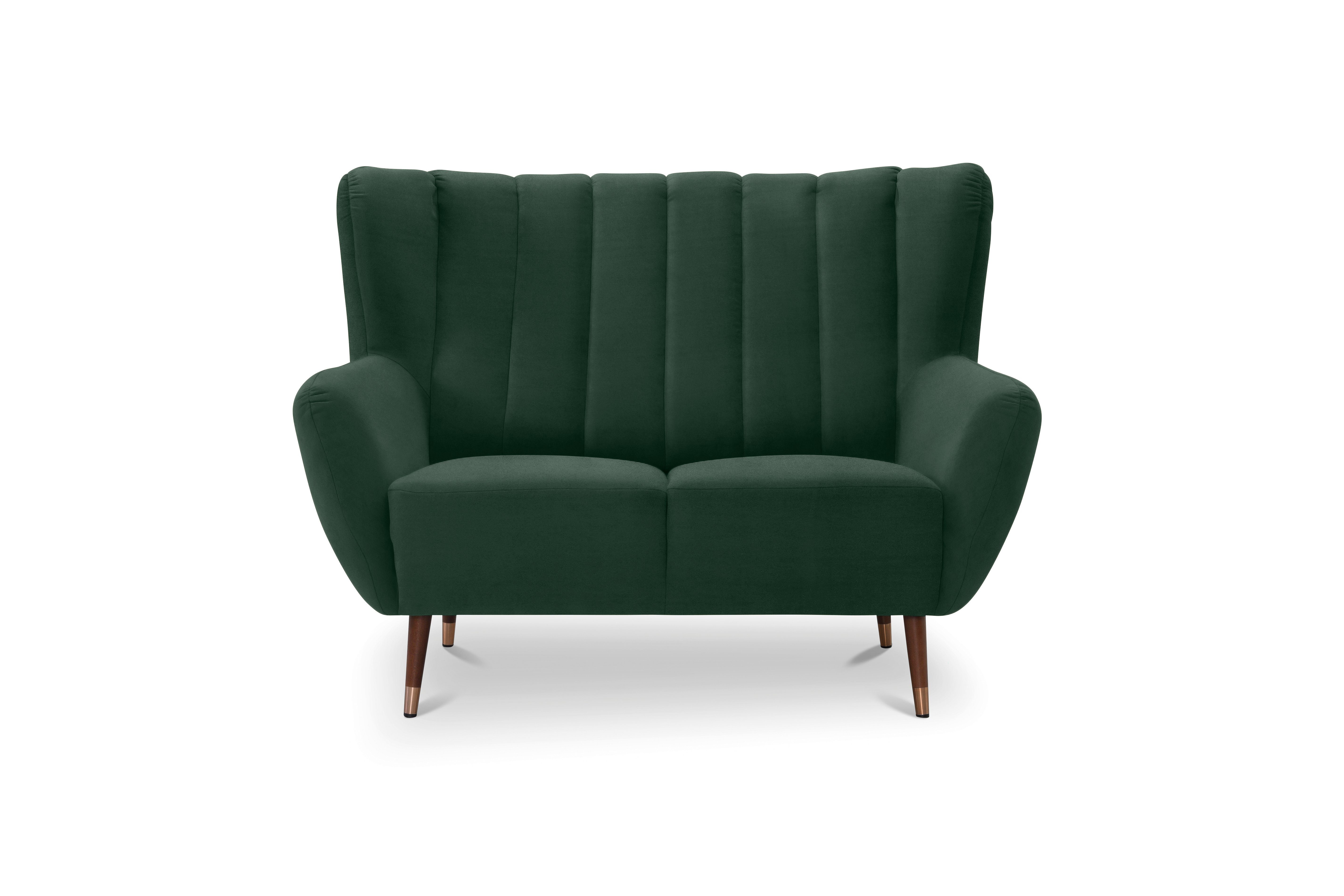 exxpo - sofa fashion 2-zitsbank Polly, comfortabel met hoge rugleuning, hoge poten, oorschelpbank groen, 2-zitsbanken