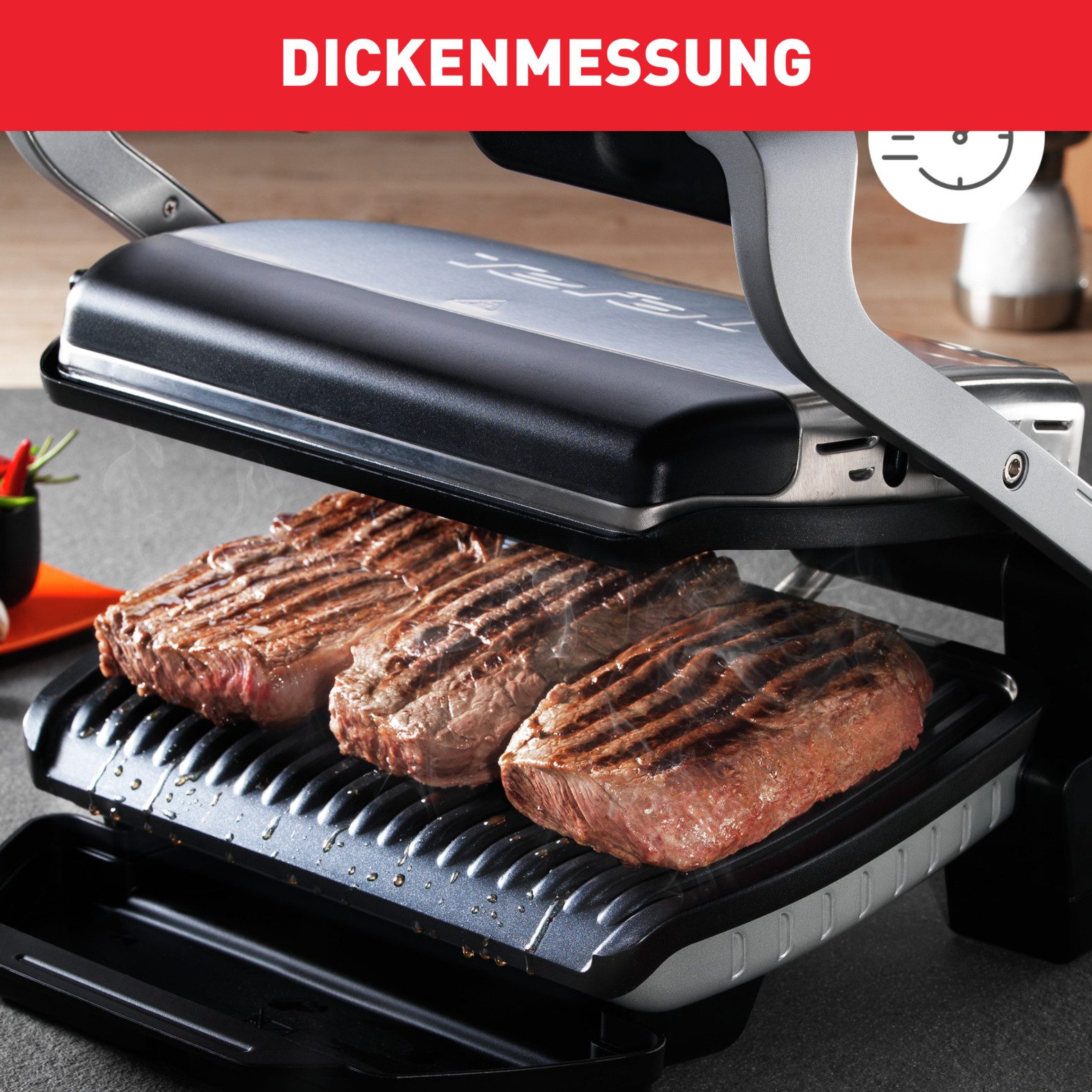 Tefal Contactgrill OptiGrill, 6 automatische Programme, ein manuelles Programm 6 programma’s, past temperatuur en grillcyclus aan het grillgerecht aan
