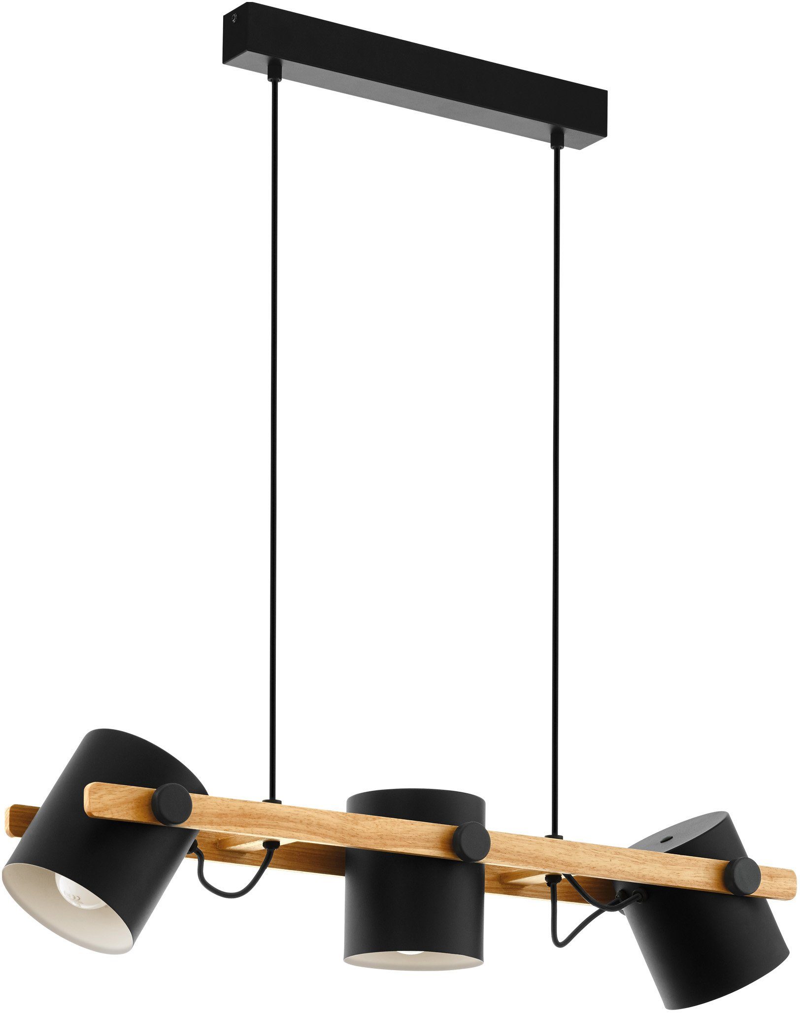 EGLO Hanglamp HORNWOOD zwart / l78 x h110 x b21 cm / excl. 3x e27 (max. 60 w) / plafondlamp