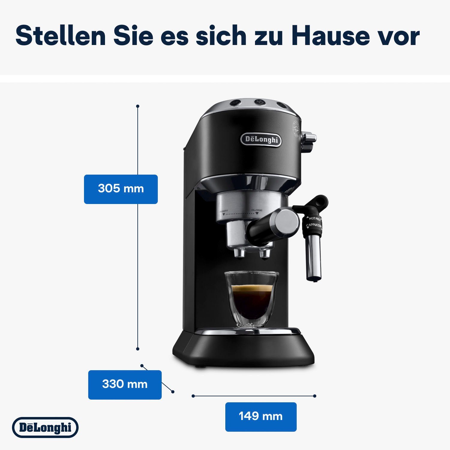 De'Longhi Espressomachine Dedica Style EC 685.B, Siebdrager, 1350 Watt, 15 Bar