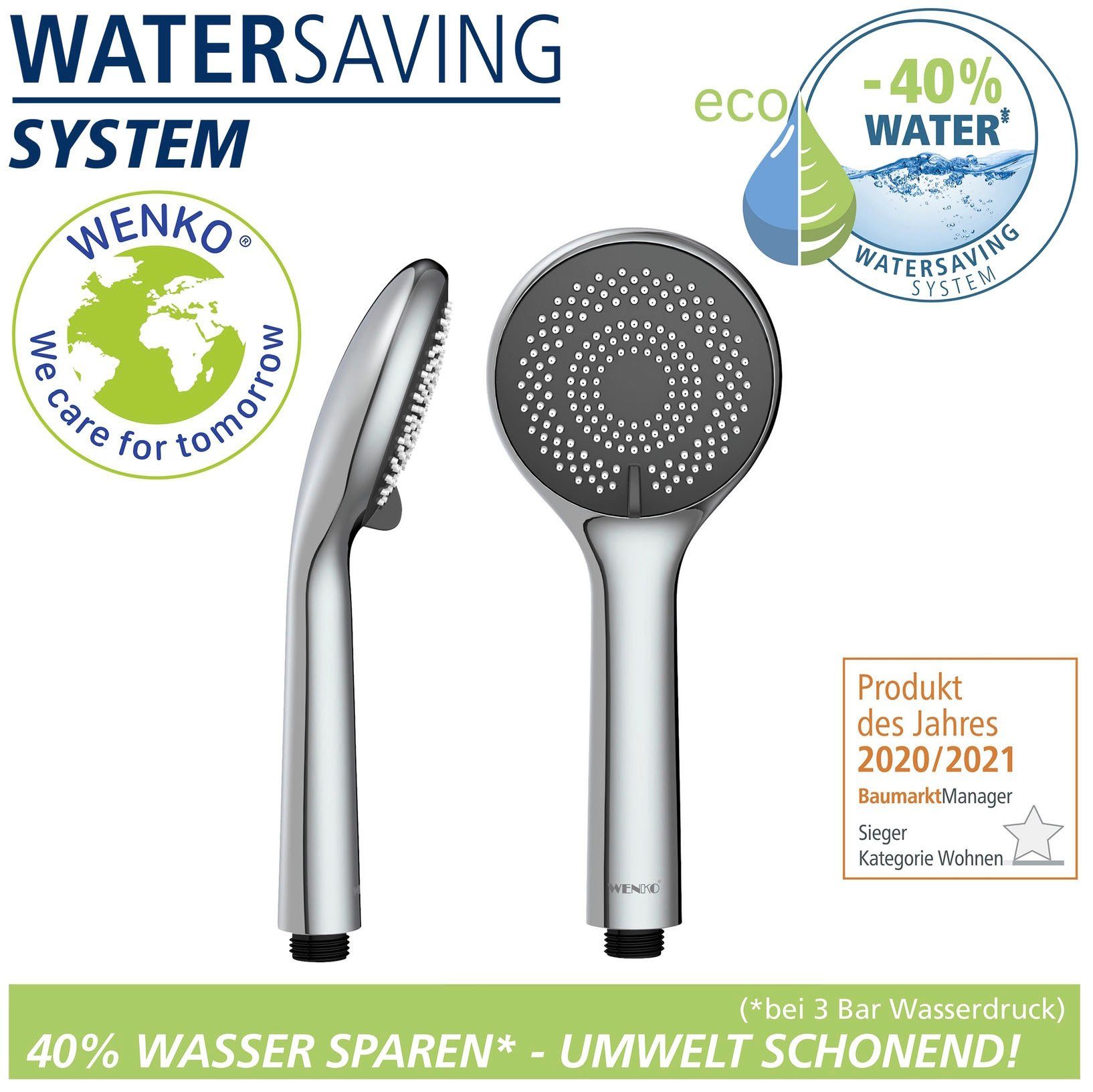 WENKO Handsproeier Watersaving systeem Douchekop Watersaving, diameter 9,6 cm