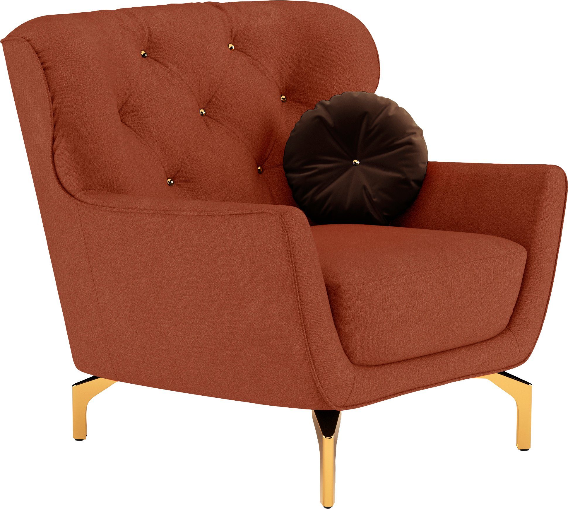 sit&more Fauteuil Orient 3 inclusief 1 sierkussen met strassteentjes, goudkleurige metalen poten