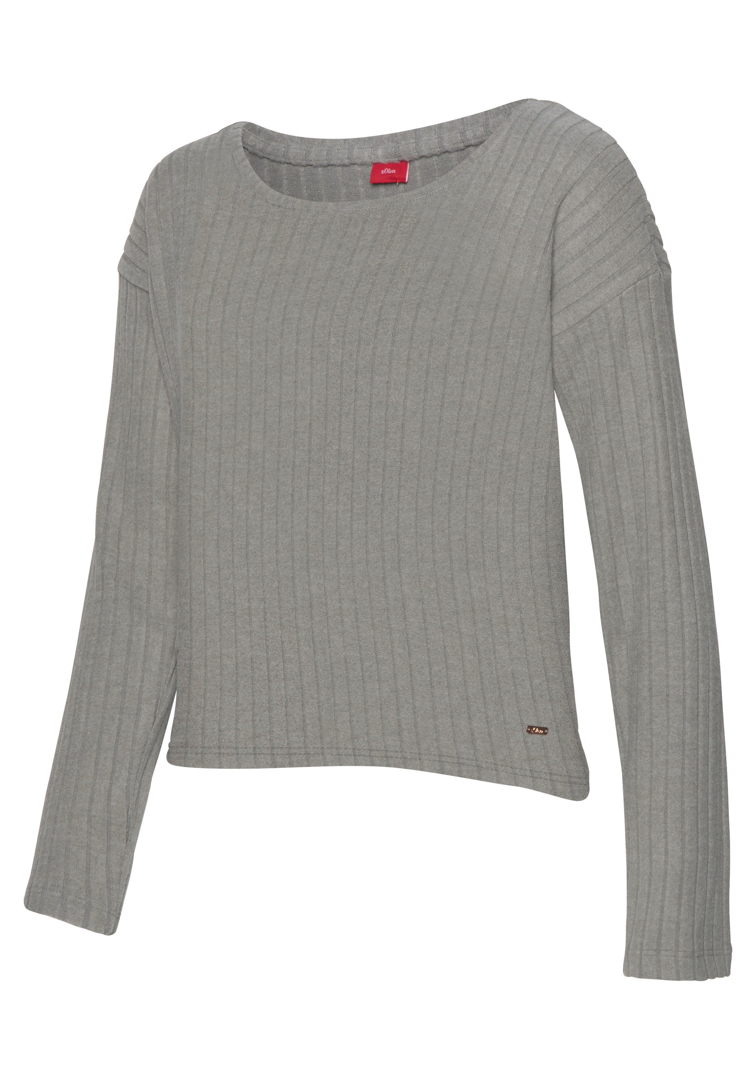 s.Oliver RED LABEL Beachwear Longsleeve van duurzaam ribbreisel