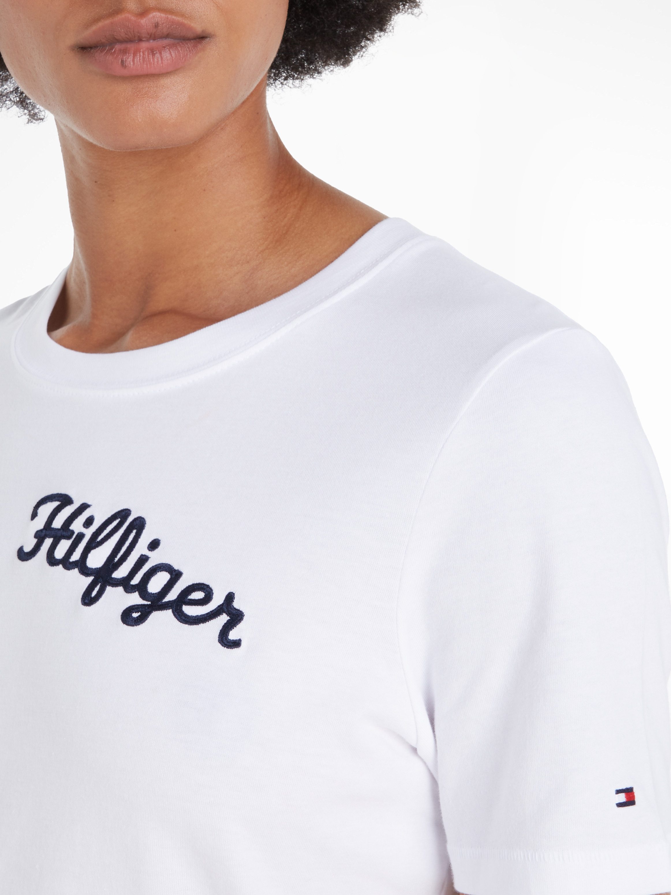 Tommy Hilfiger Shirt met korte mouwen REG SCRIPT C-NK SS met script-logo-opschrift