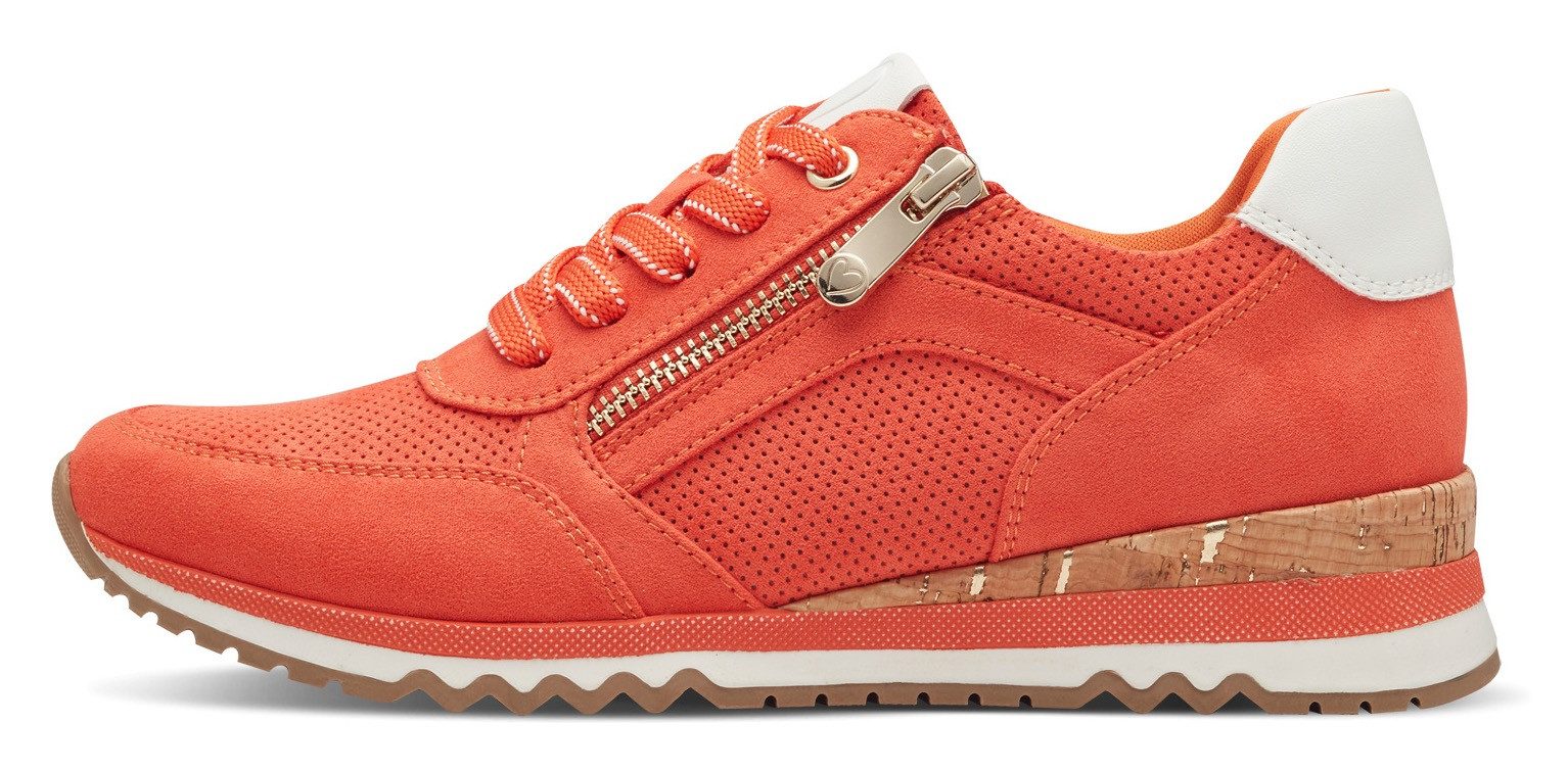 Marco Tozzi Sneakers met sleehak vrijetijdsschoen, lage schoen, veterschoen in vegan uitvoering