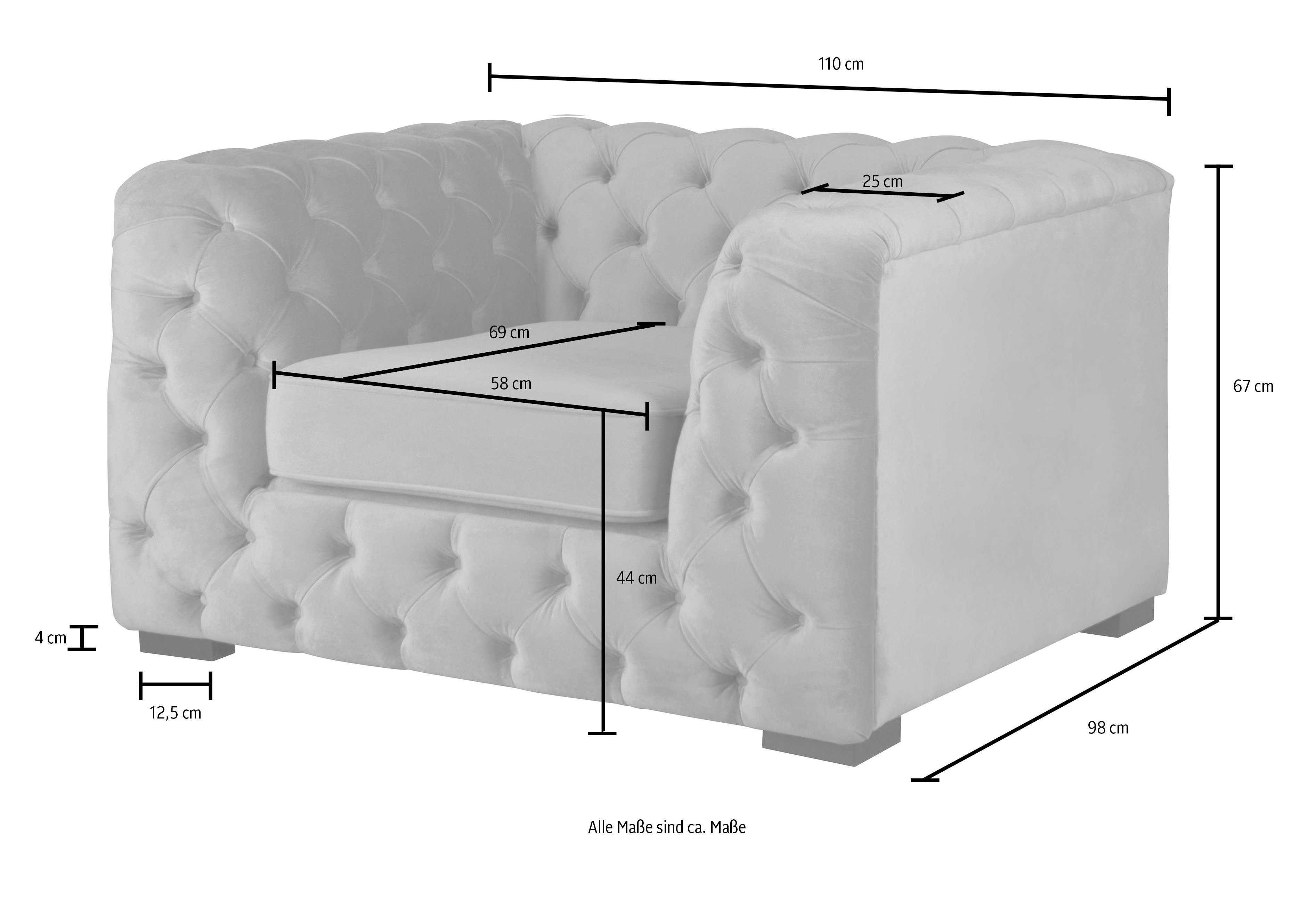 Guido Maria Kretschmer Home&Living Chesterfield-fauteuil Kalina stoel klassieke chesterfield knoopdetails, zeer hoogwaardige afwerking