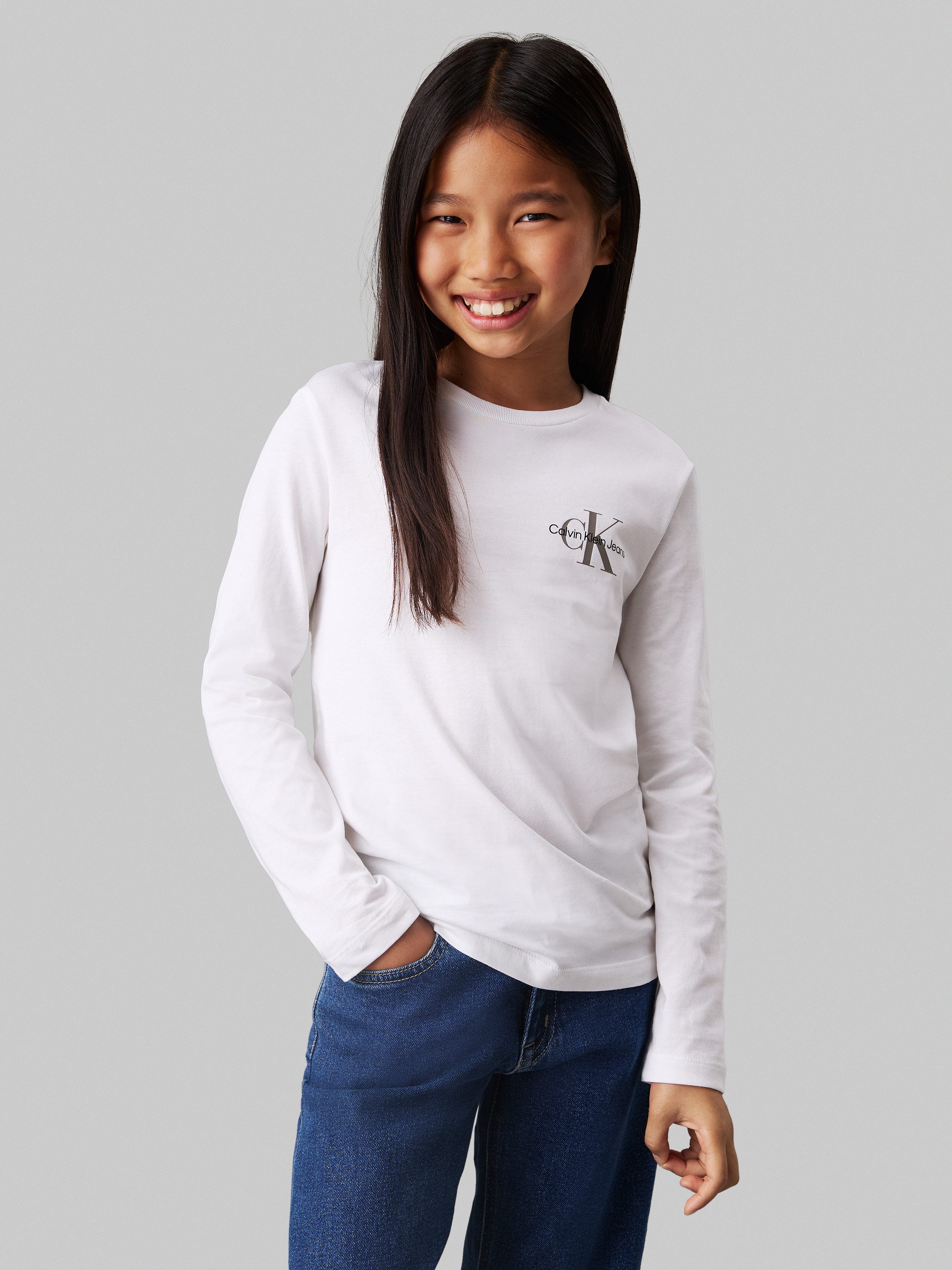 Calvin Klein Shirt met lange mouwen Chest Monologo Ls T-Shirt voor kinderen tot 16 jaar en met...