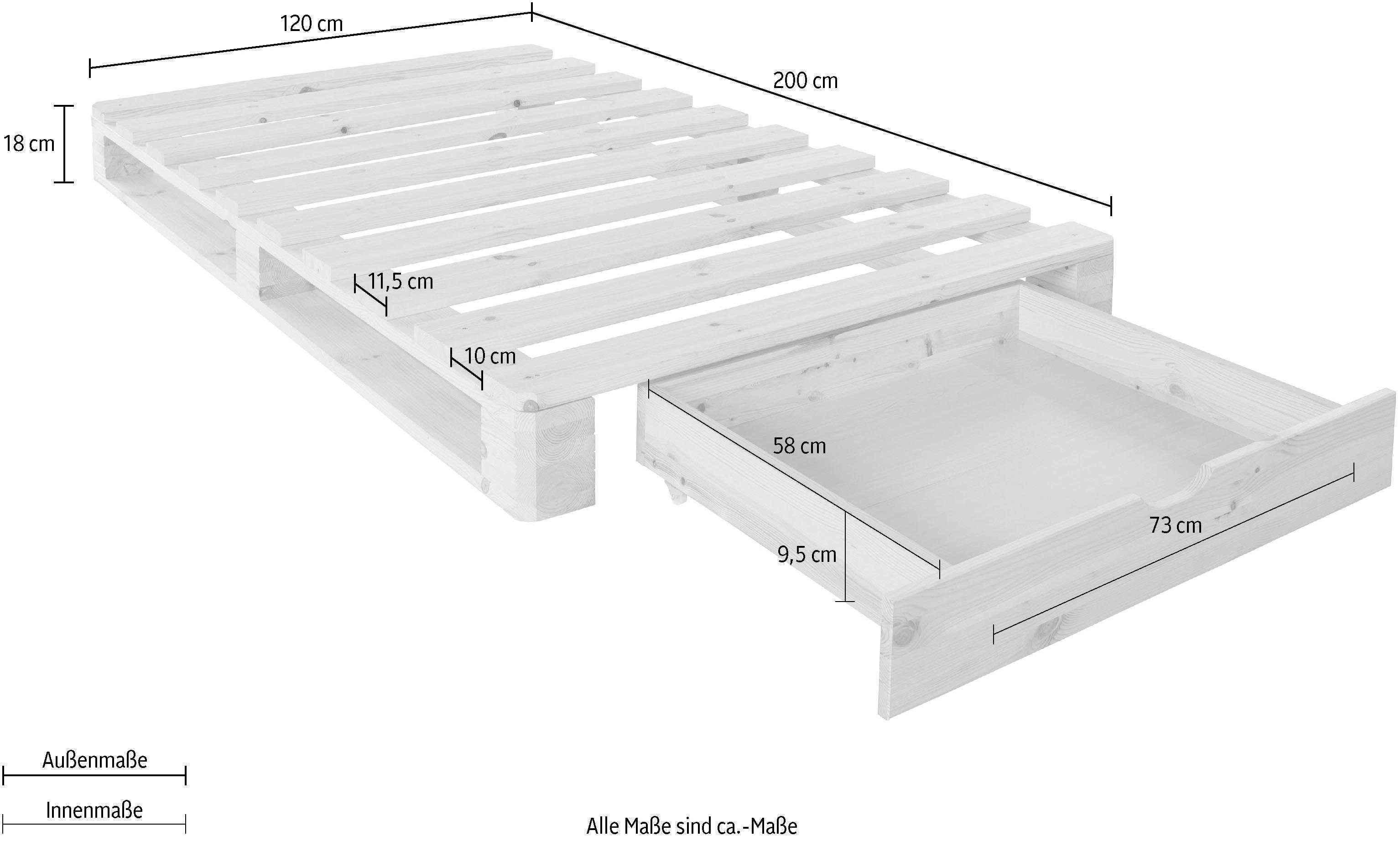 Home affaire Palletbed "ALASCO" BESTSELLER! Met lade gecertificeerd massief hout, uit te breiden tot tweepersoons- of familiebed