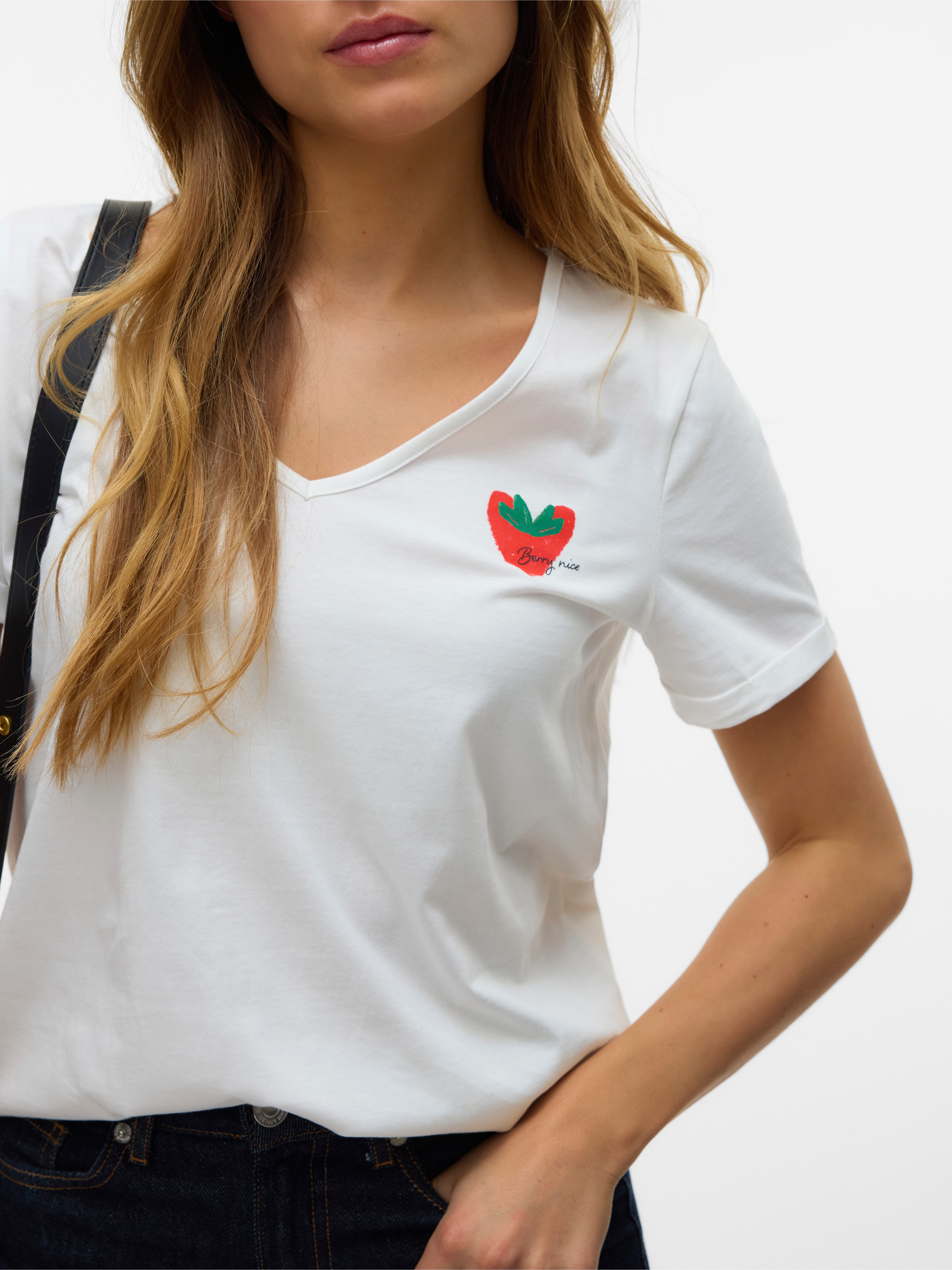 Vero Moda Shirt met korte mouwen VMBITONA S/S V-NECK T-SHIRT JRS BTQ GA