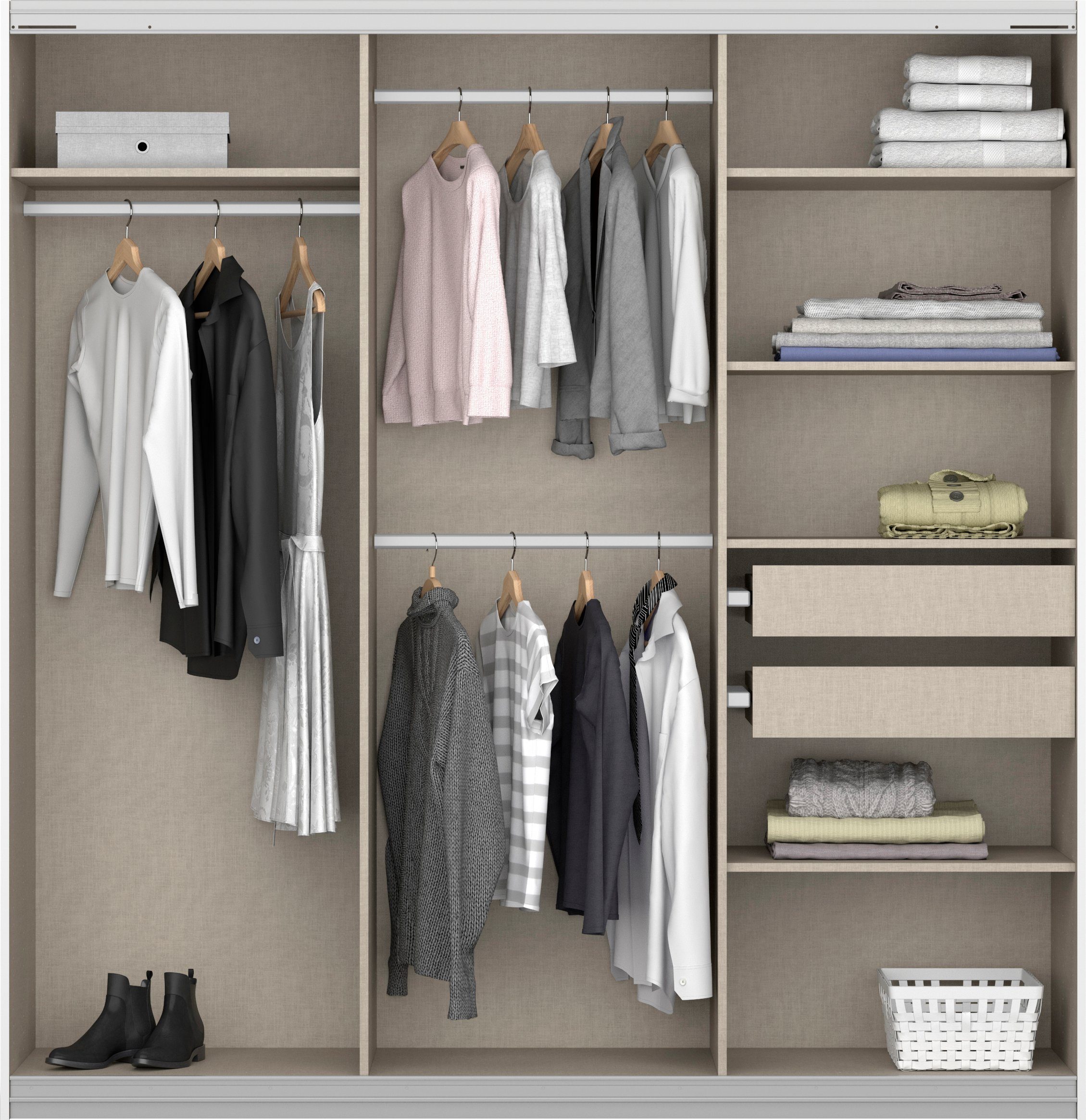 rauch Zweefdeurkast Kledingkast kast garderobe BESTSELLER KOLUNA met spiegel inclusief 2 binnenladen en extra legplanken made in germany