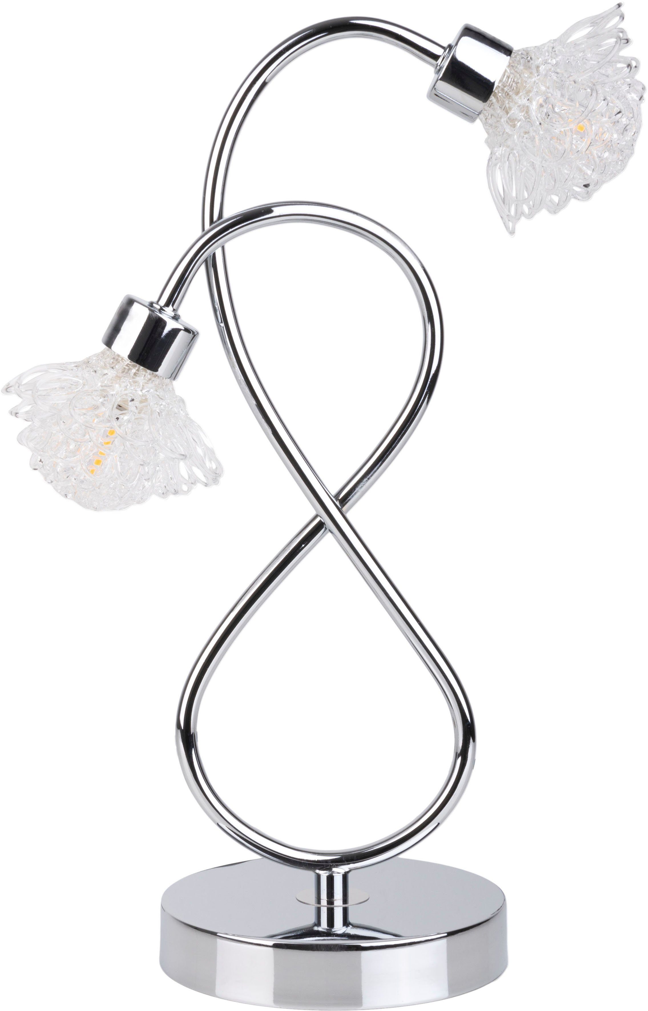 näve Led-tafellamp Flower heldere bloemvormige kappen, 2-armig, g9 led lichtbronnen, chroomkleurig (1 stuk)