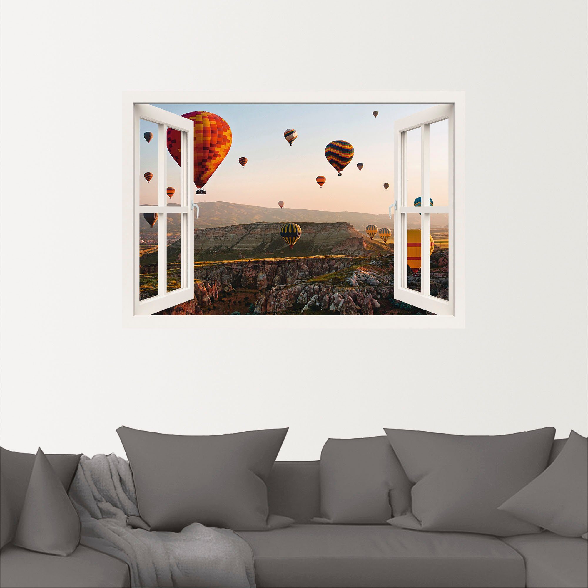 Artland Artprint Blik uit het venster Cappadocië ballonvaart als poster, muursticker in verschillende maten