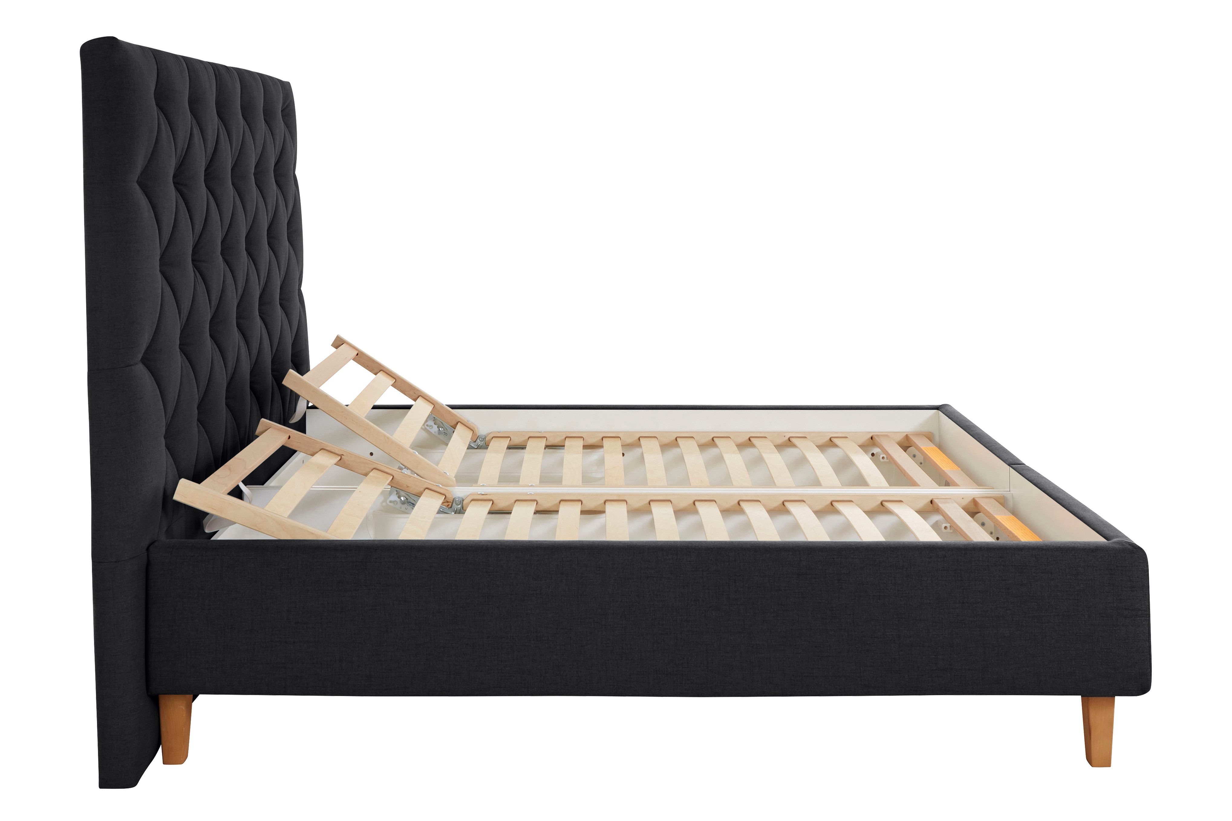 Home affaire Gestoffeerd bed Sunley 140 Kruisstiksel, hoofdbordhoogte 142 cm, zonder of met matras/lattenbodem