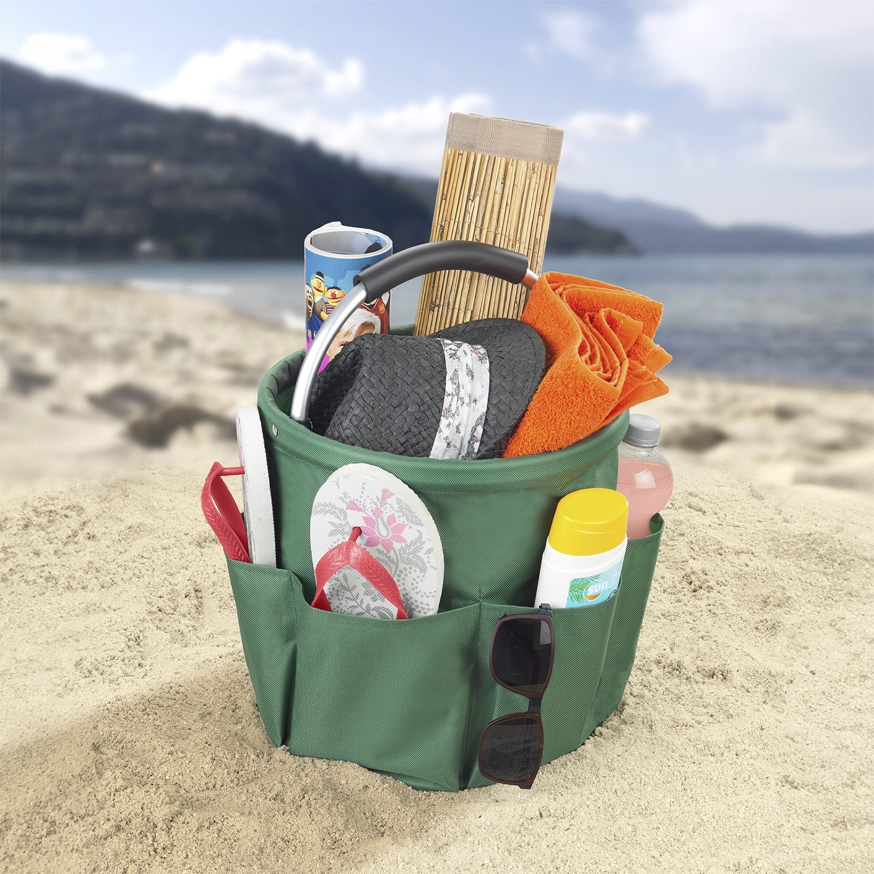 Maximex Organizer Schoonmaak-Caddy Multifunctioneel mand met 6 buitenzakken, ideaal voor huishouden, tuin & kamperen