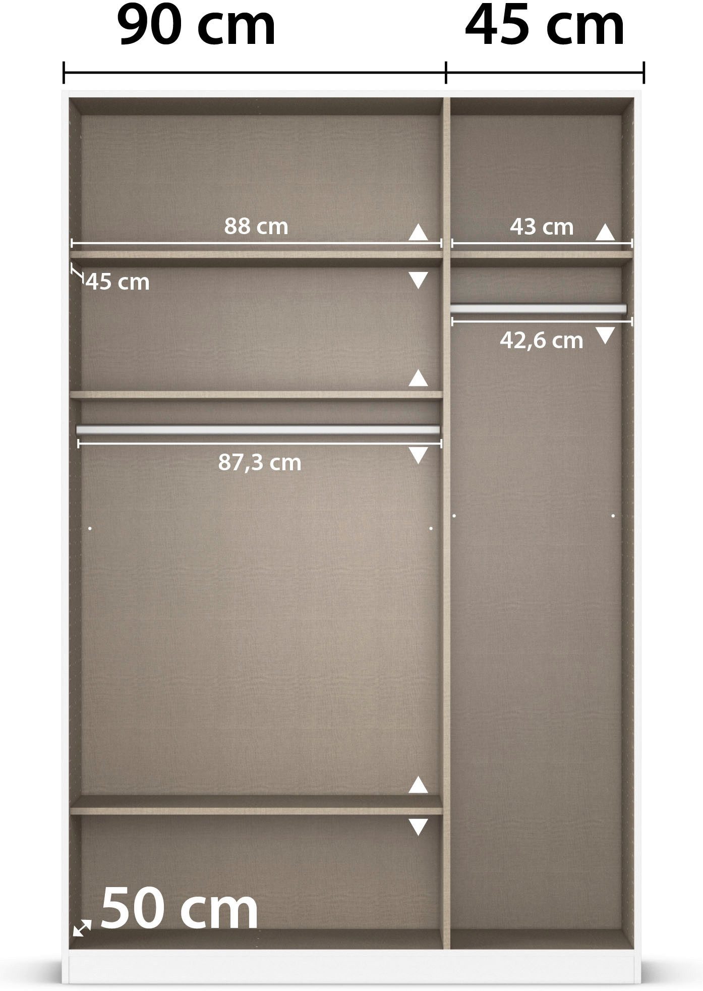 rauch Draaideurkast Kleiderschrank Schrank Garderobe AGORDO TOPSELLER Schlafzimmer doordachte binnenuitrusting, in 6 breedtes en 2 hoogtes made in germany