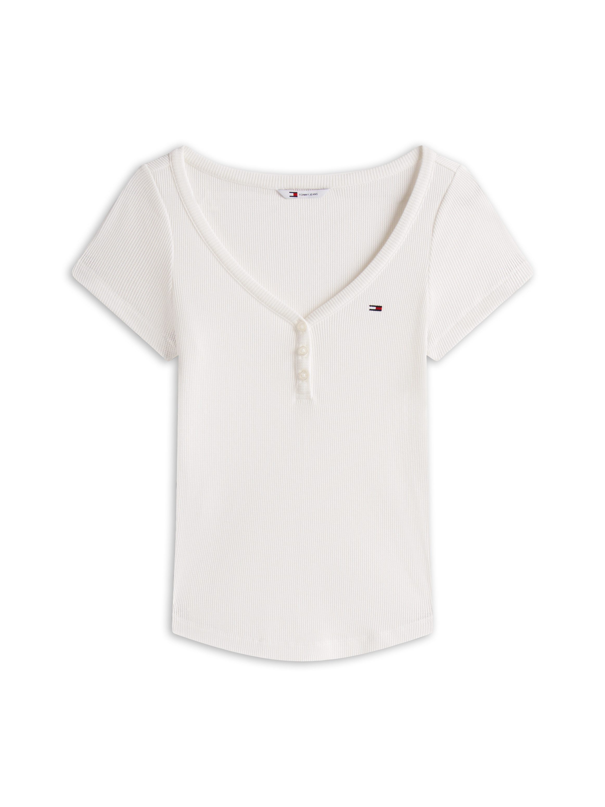 TOMMY JEANS Shirt met korte mouwen TJW SLIM HENLEY WAFFLE SS