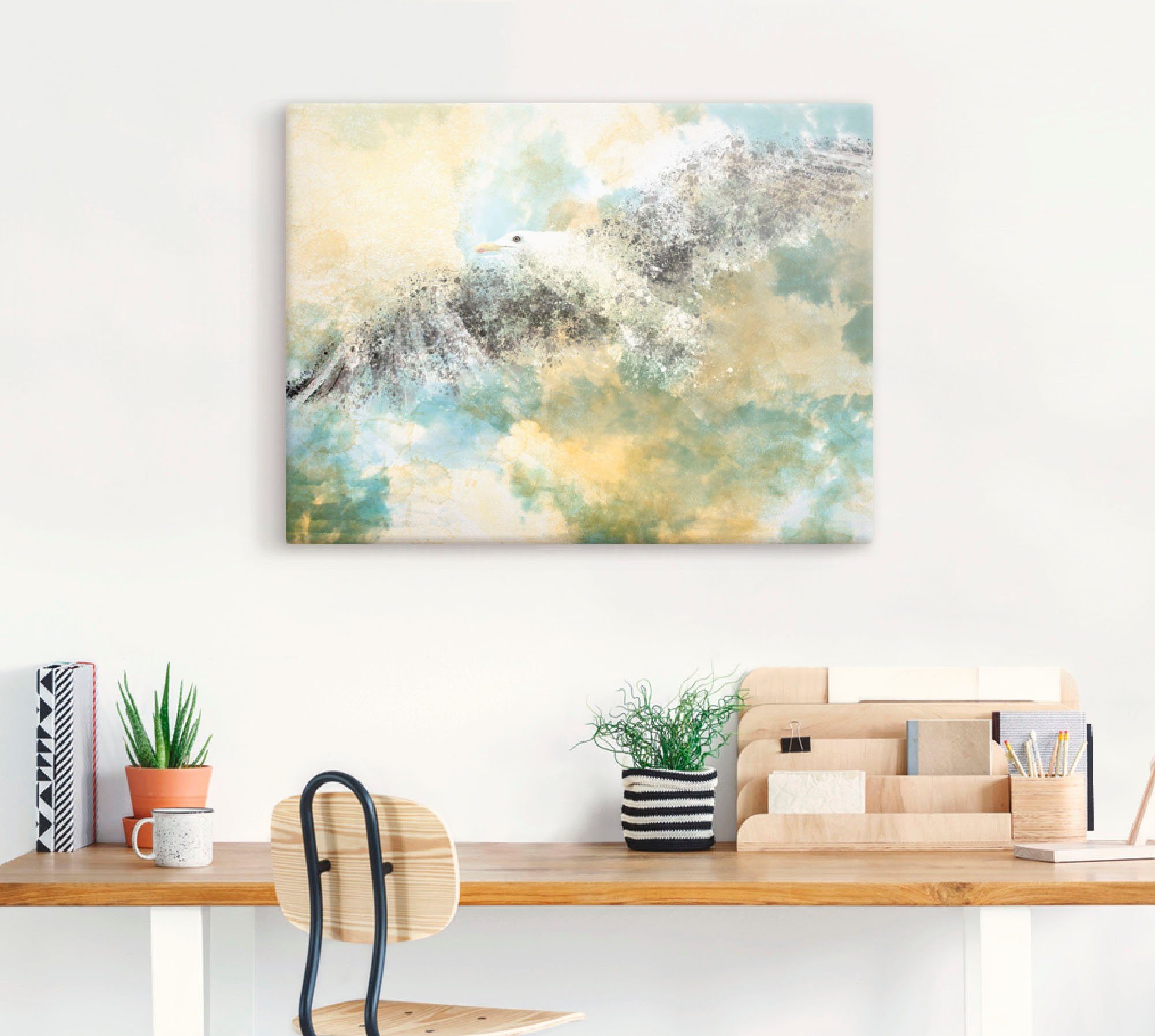 Artland Artprint Verdwijnende meeuw als artprint van aluminium, artprint voor buiten, artprint op linnen in verschillende maten
