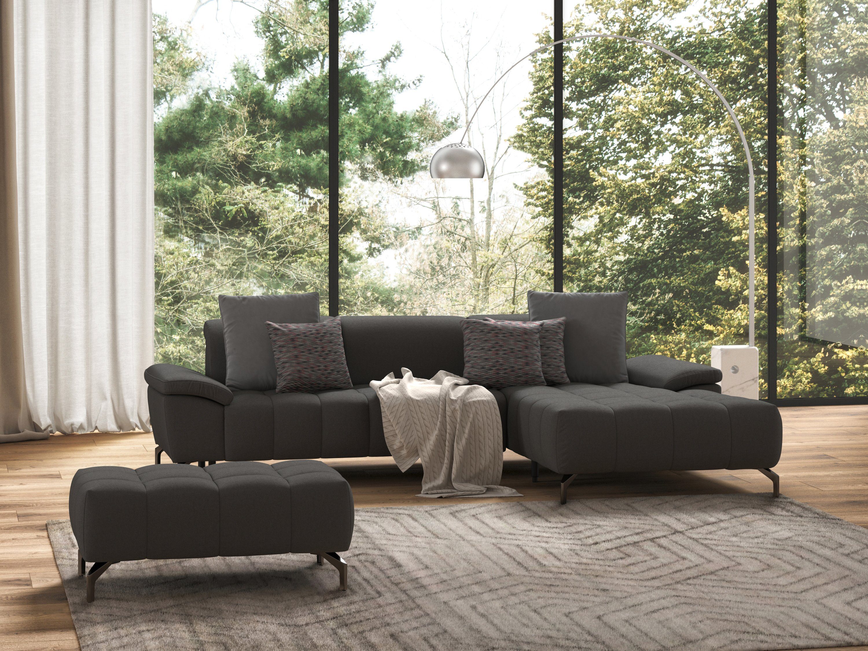 sit&more Hocker Blauw met zwarte poten