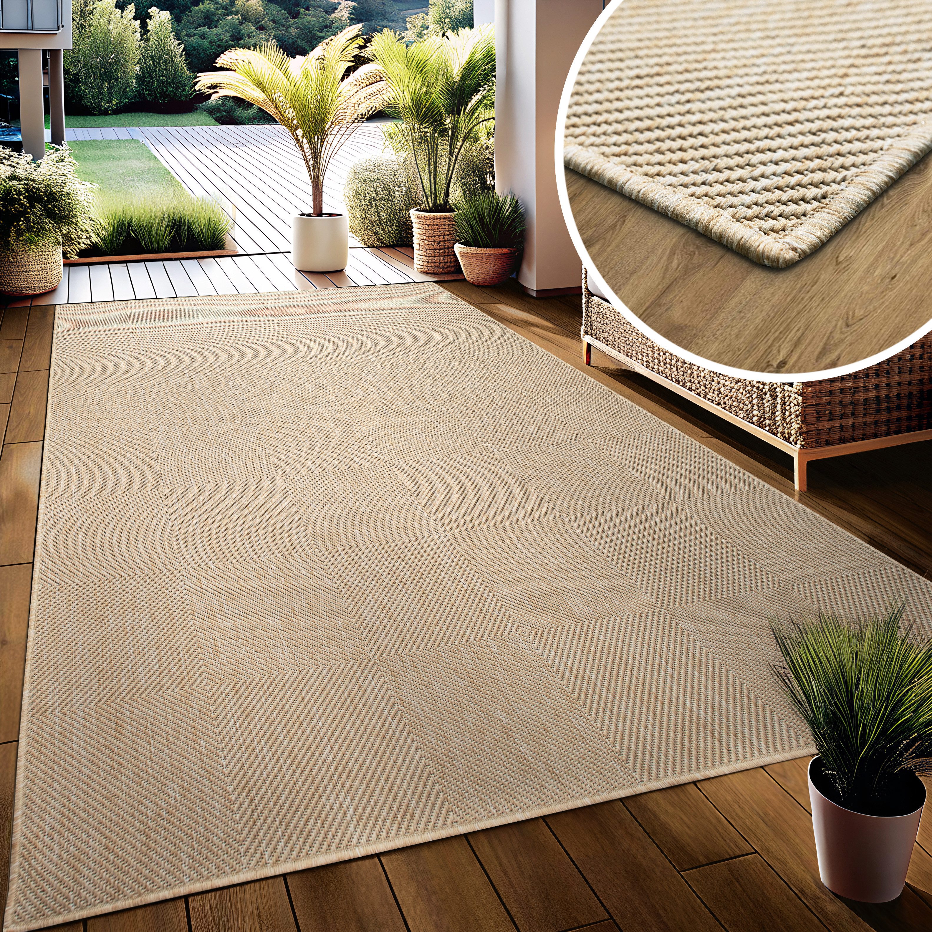 my home Vloerkleed Anna is ook als loper verkrijgbaar Geschikt voor binnen en buiten, sisal-look, weerbestendig & uv-bestendig