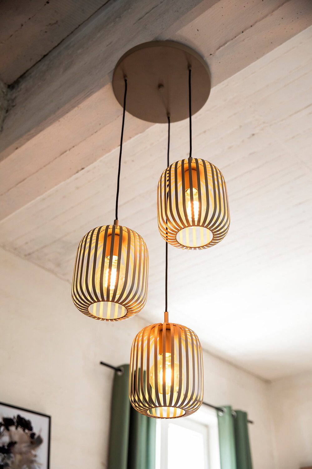 EGLO Hanglamp ROMAZZINA hanglamp, eettafellamp, zandkleurig, metaal, E27 (1 stuk)